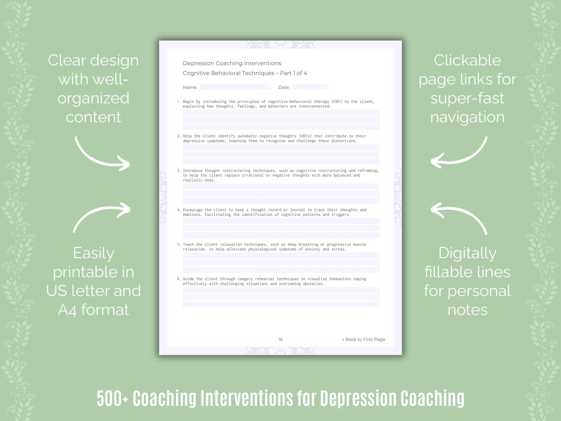 Depression Coaching Templates