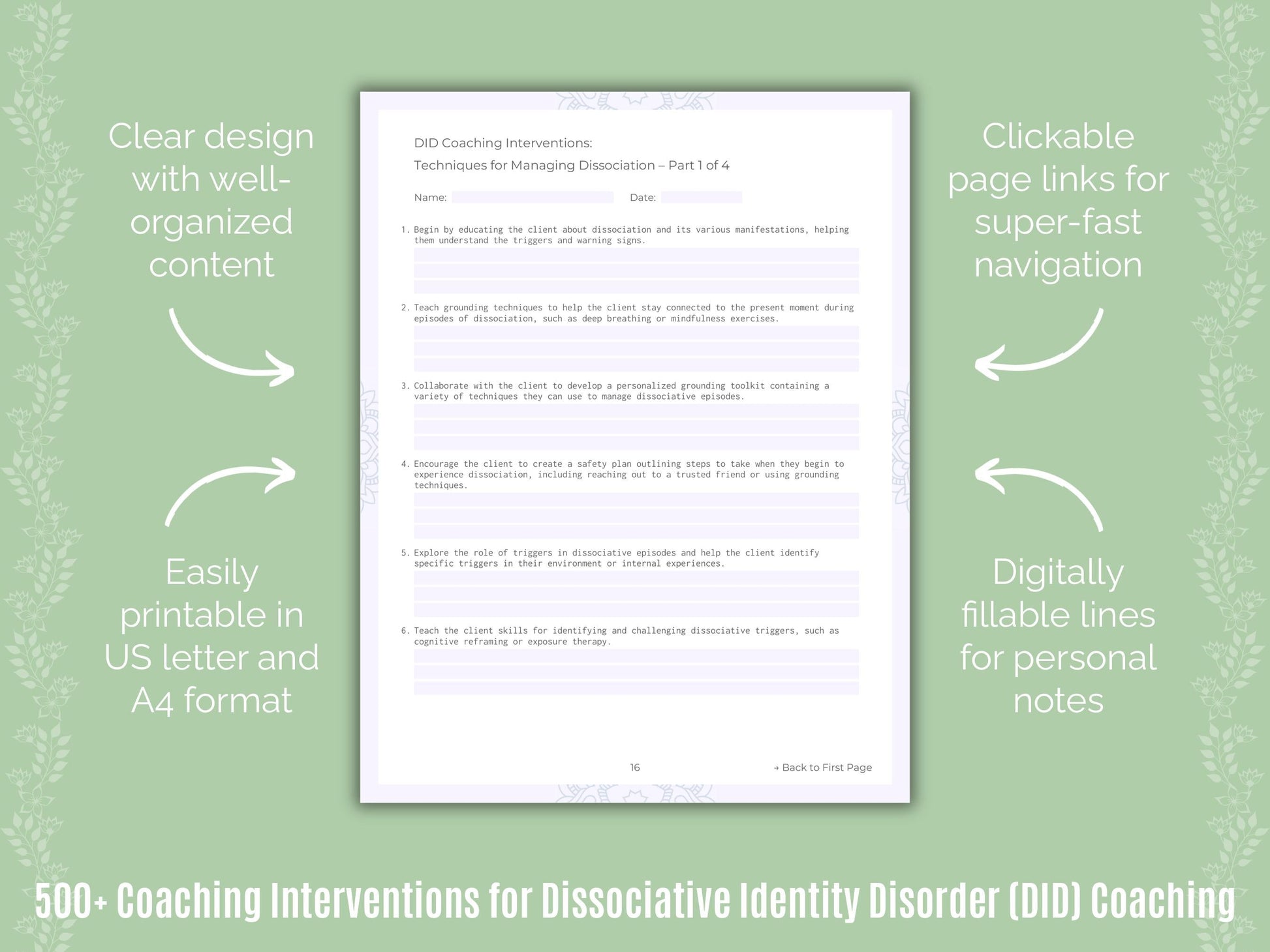 Dissociative Identity Disorder (DID) Coaching Templates