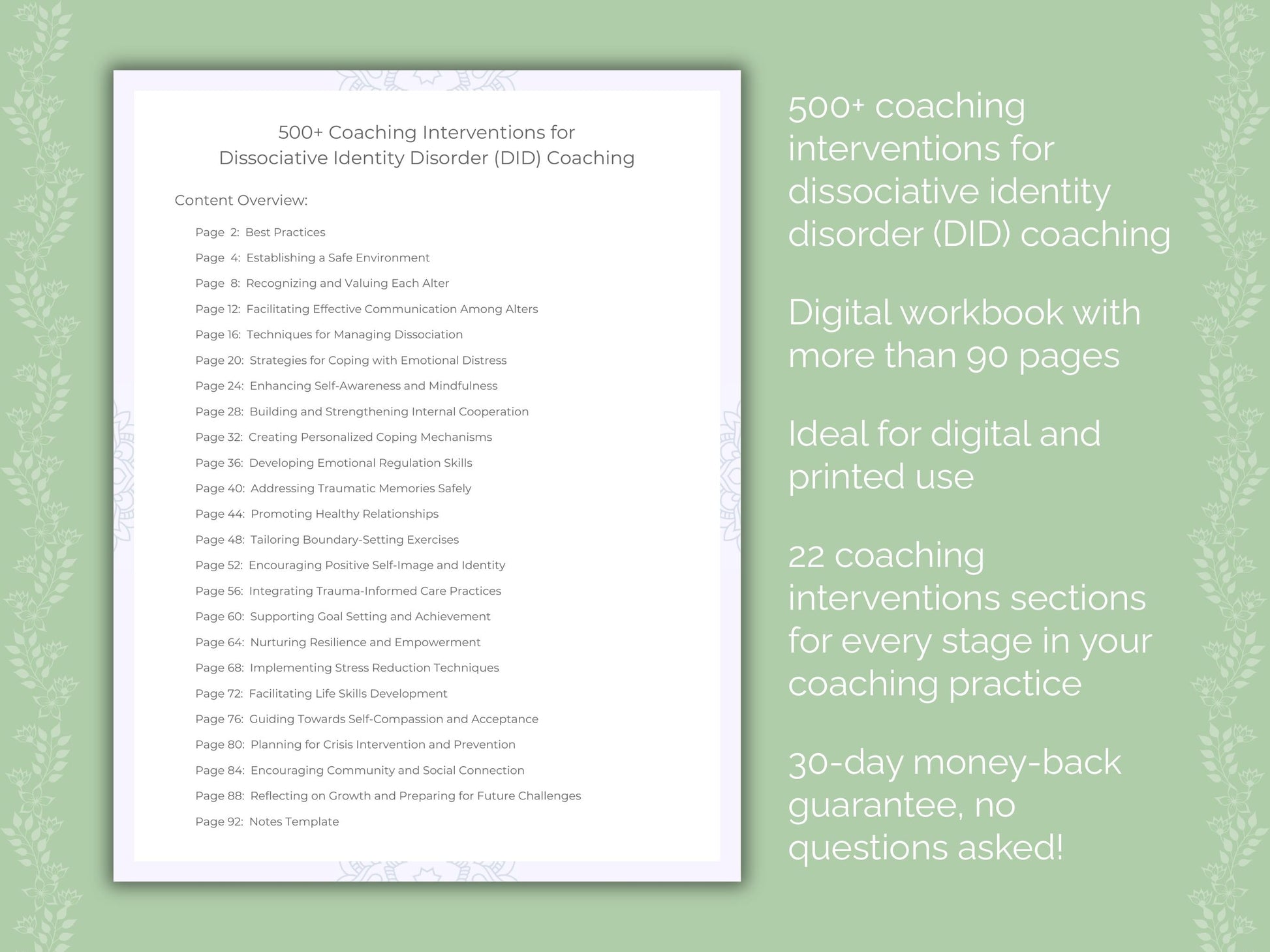 Dissociative Identity Disorder (DID) Coaching Worksheets