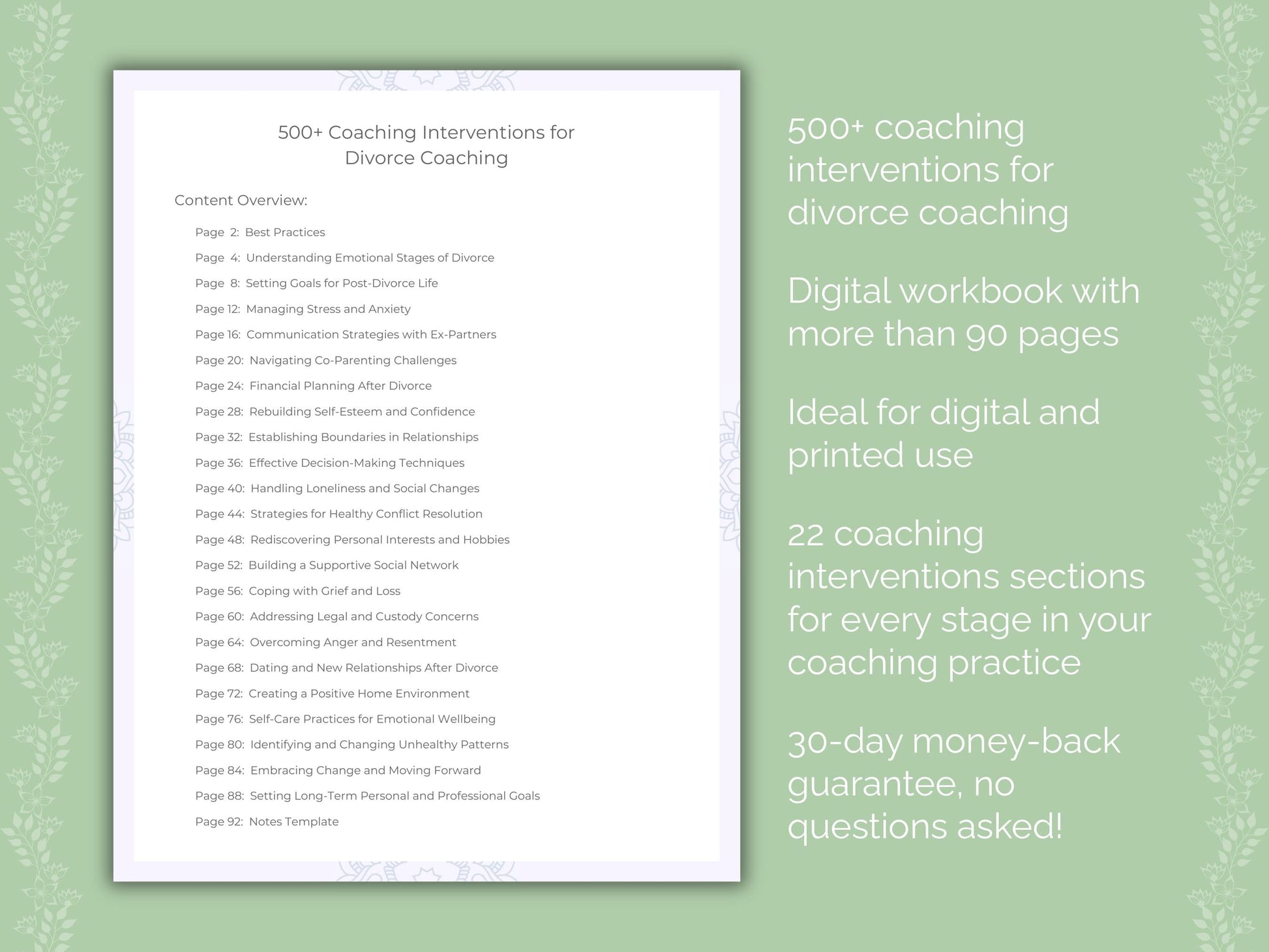 Divorce Coaching Worksheets