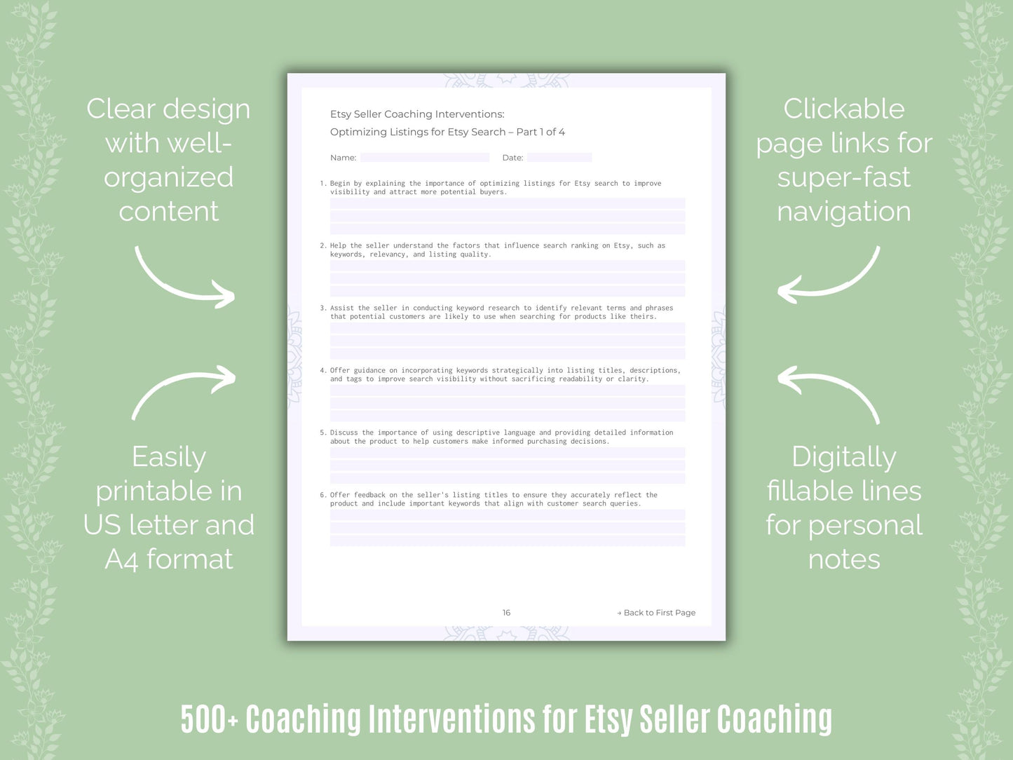 Etsy Seller Coaching Templates