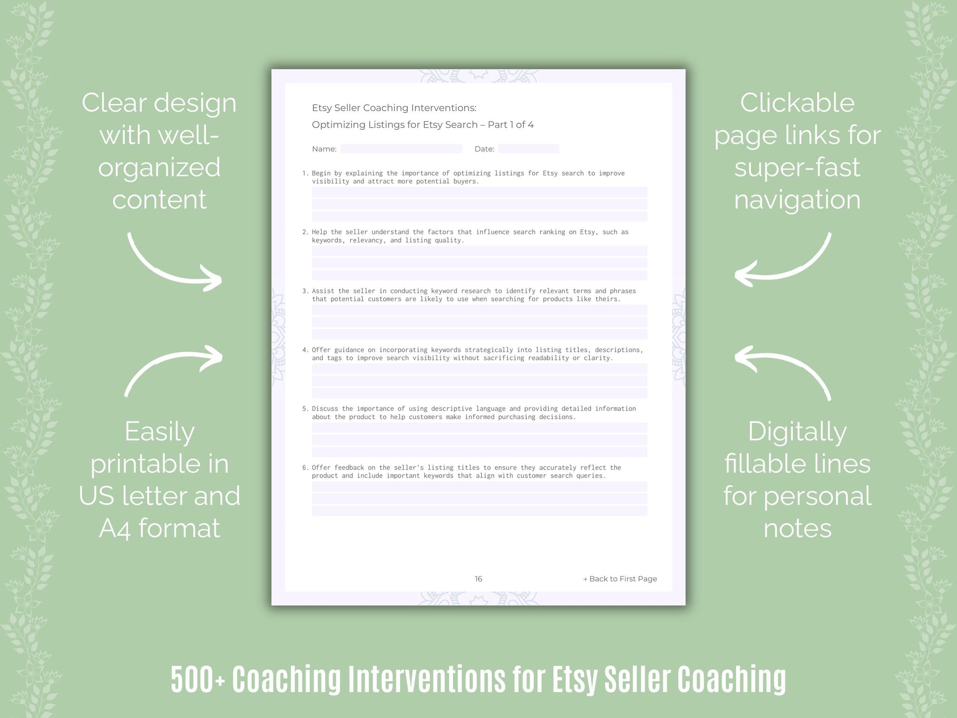 Etsy Seller Coaching Templates