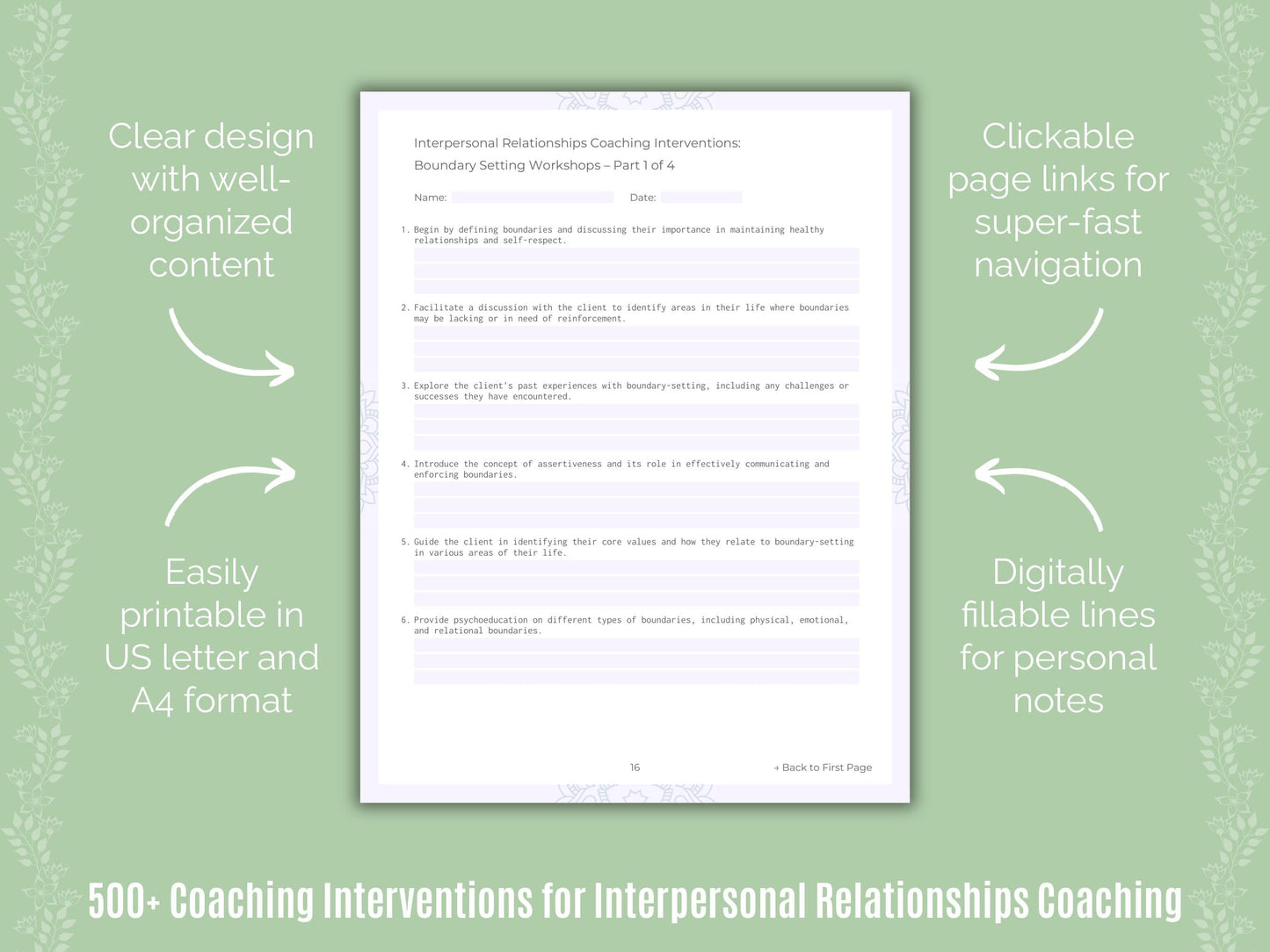 Interpersonal Relationships Coaching Templates