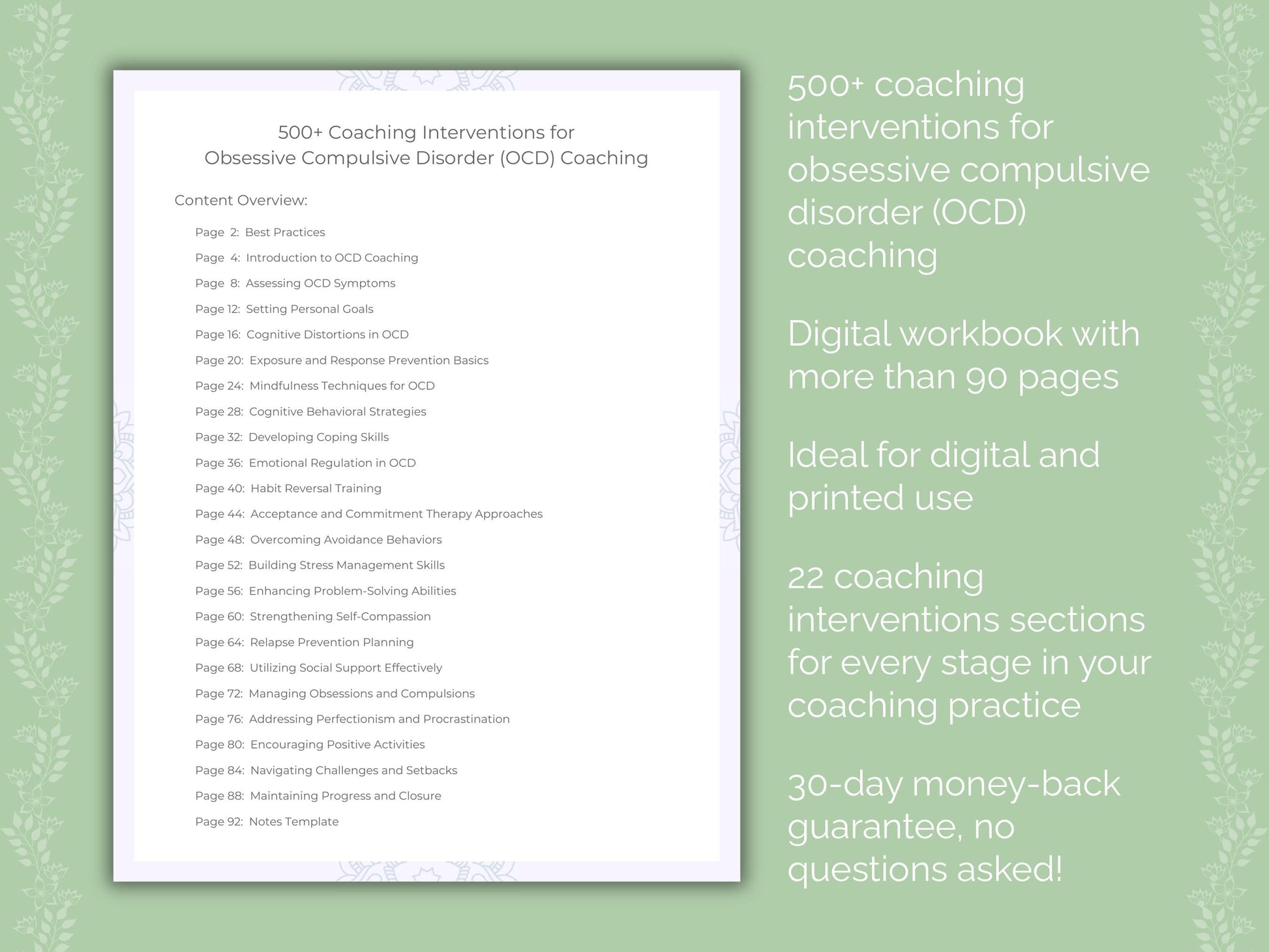 Obsessive Compulsive Disorder (OCD) Coaching Worksheets