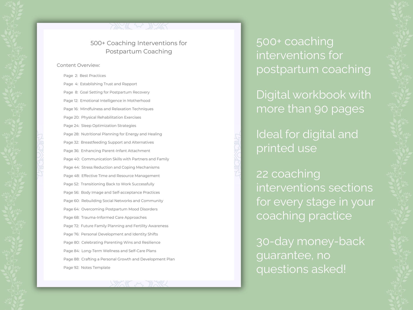 Postpartum Coaching Worksheets