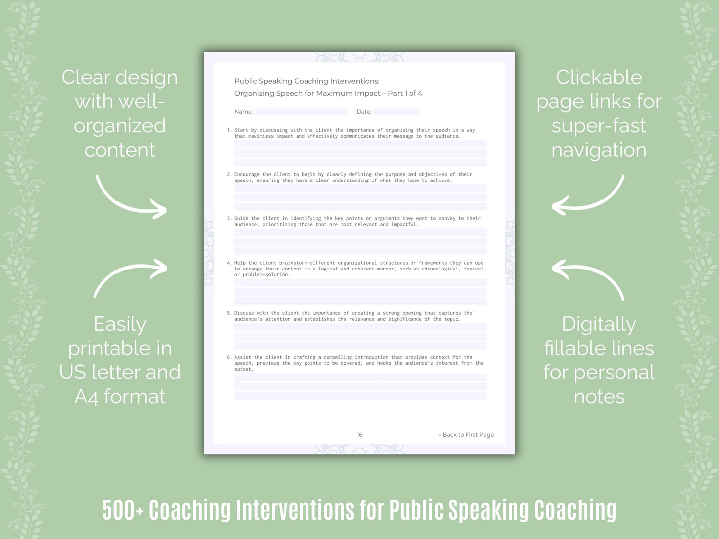 Public Speaking Coaching Templates