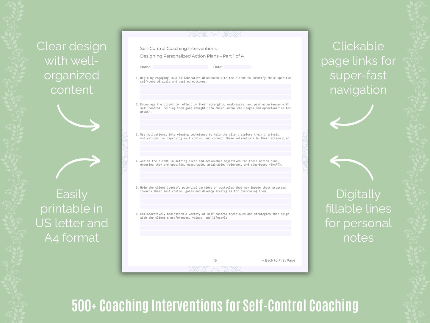 Self-Control Coaching Templates