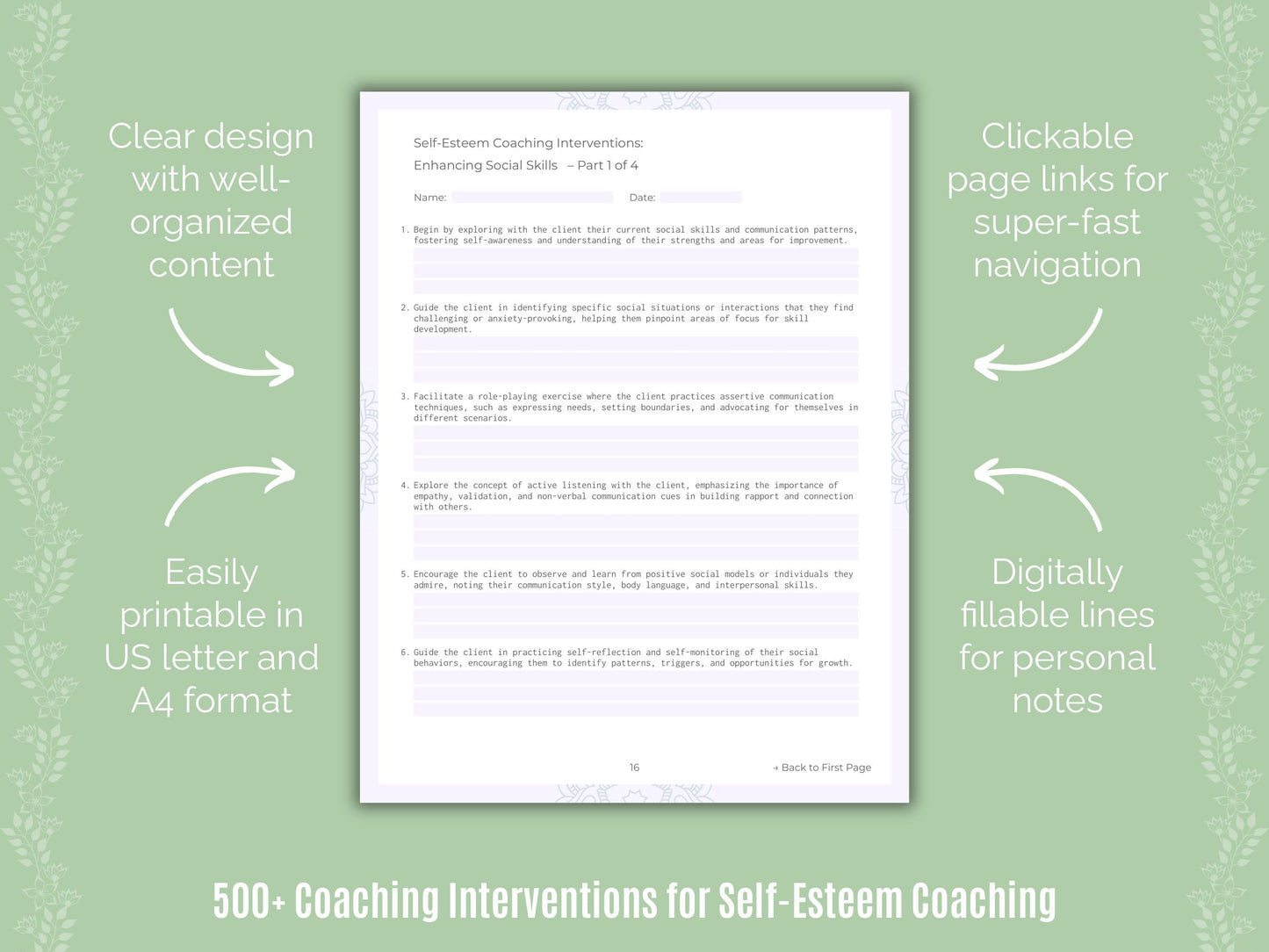 Self-Esteem Coaching Templates