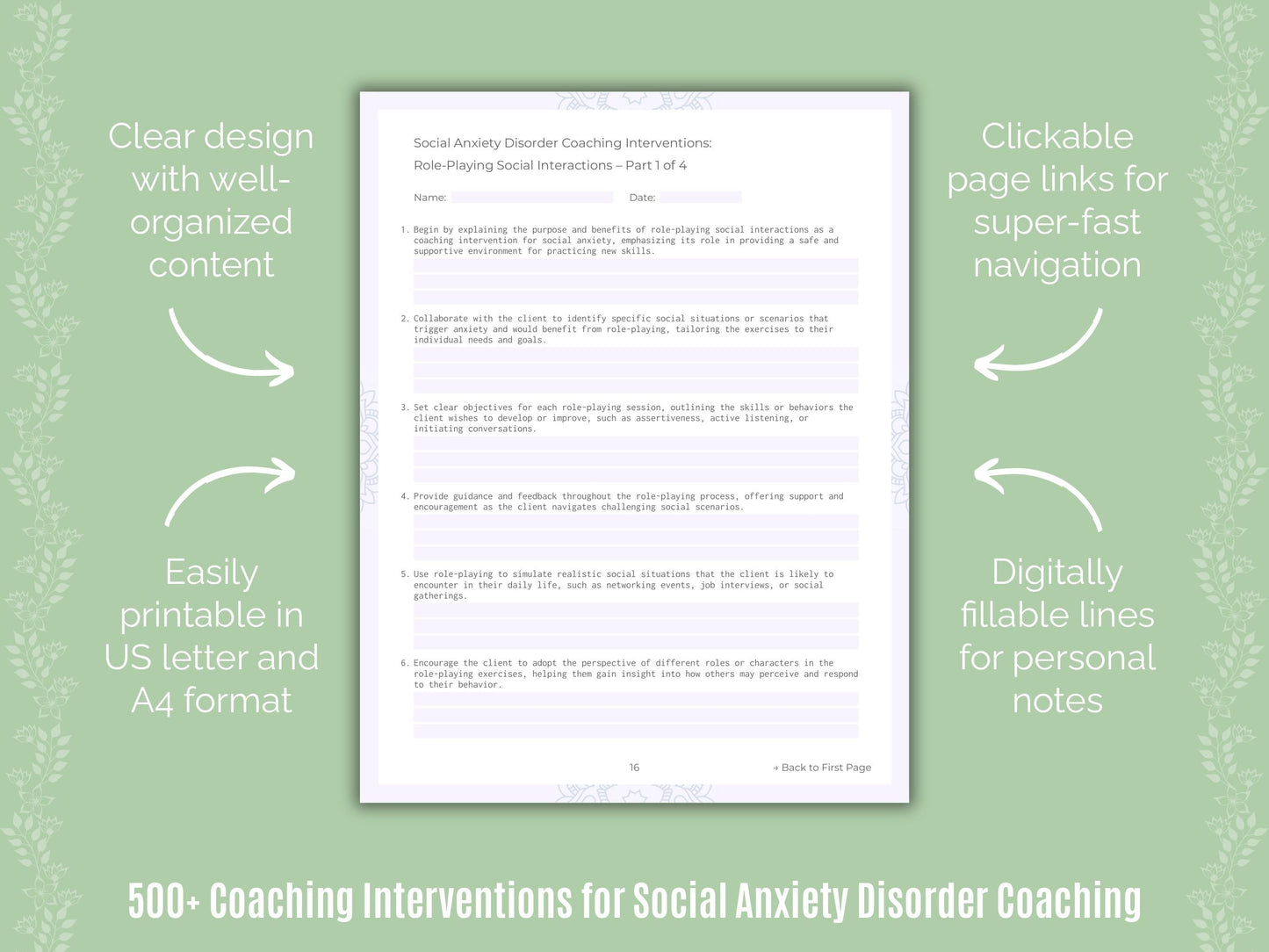 Social Anxiety Disorder Coaching Templates