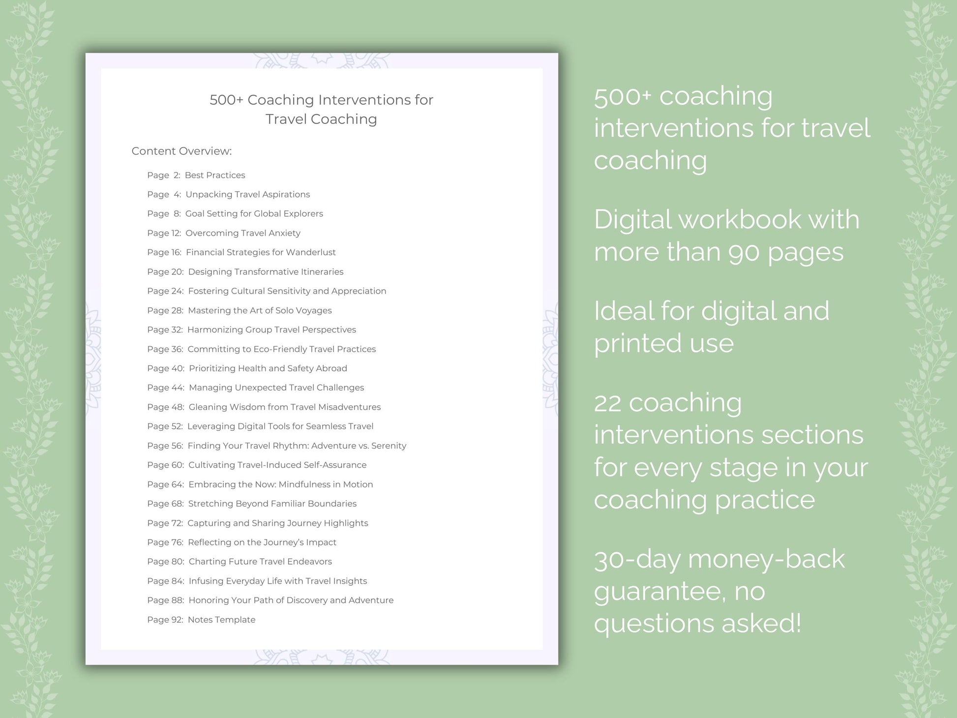 Travel Coaching Worksheets