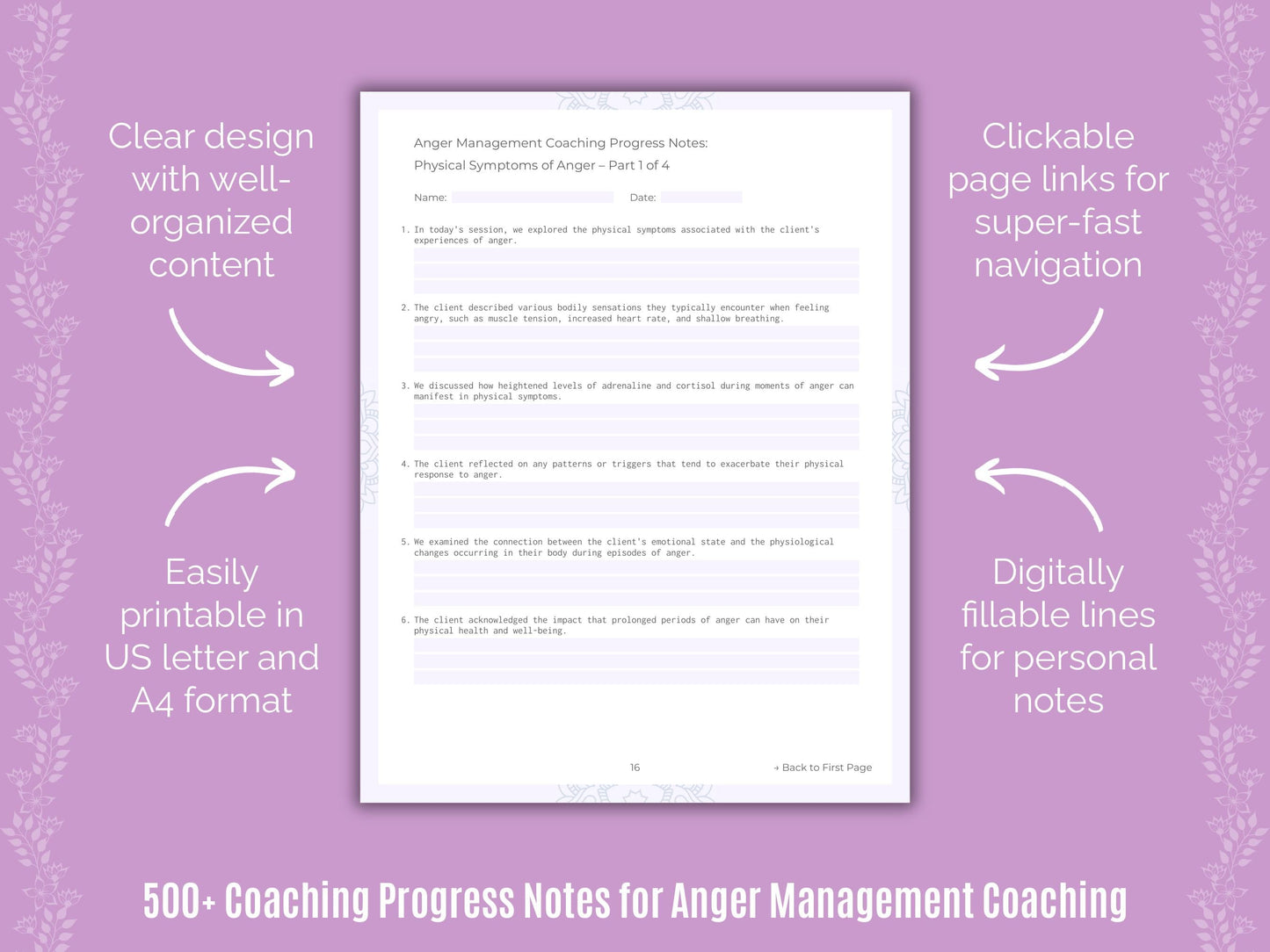 Anger Management Coaching Templates