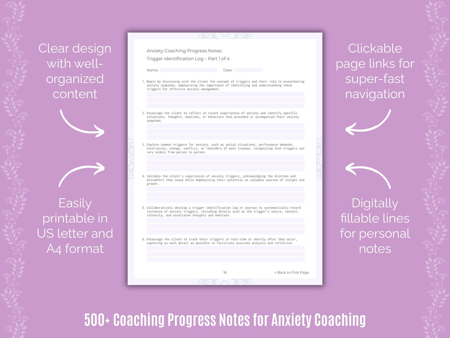 Anxiety Coaching Templates