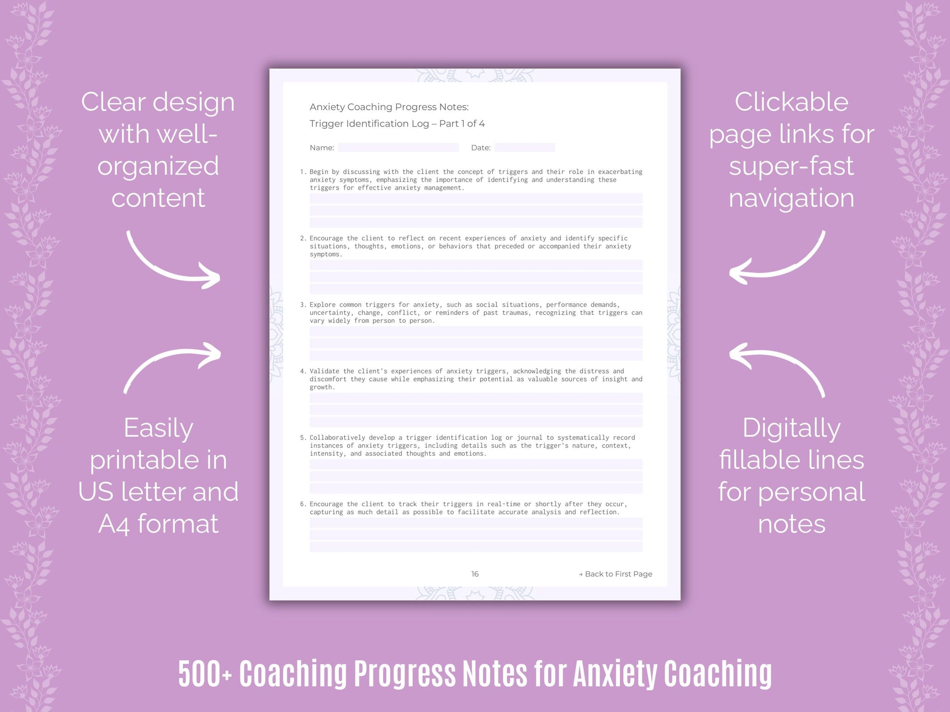 Anxiety Coaching Templates