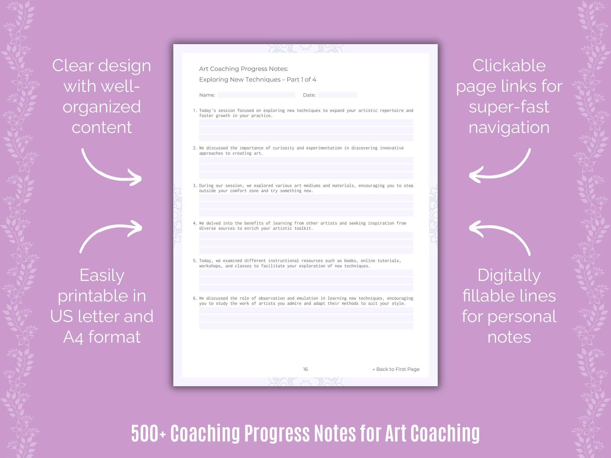 Art Coaching Templates