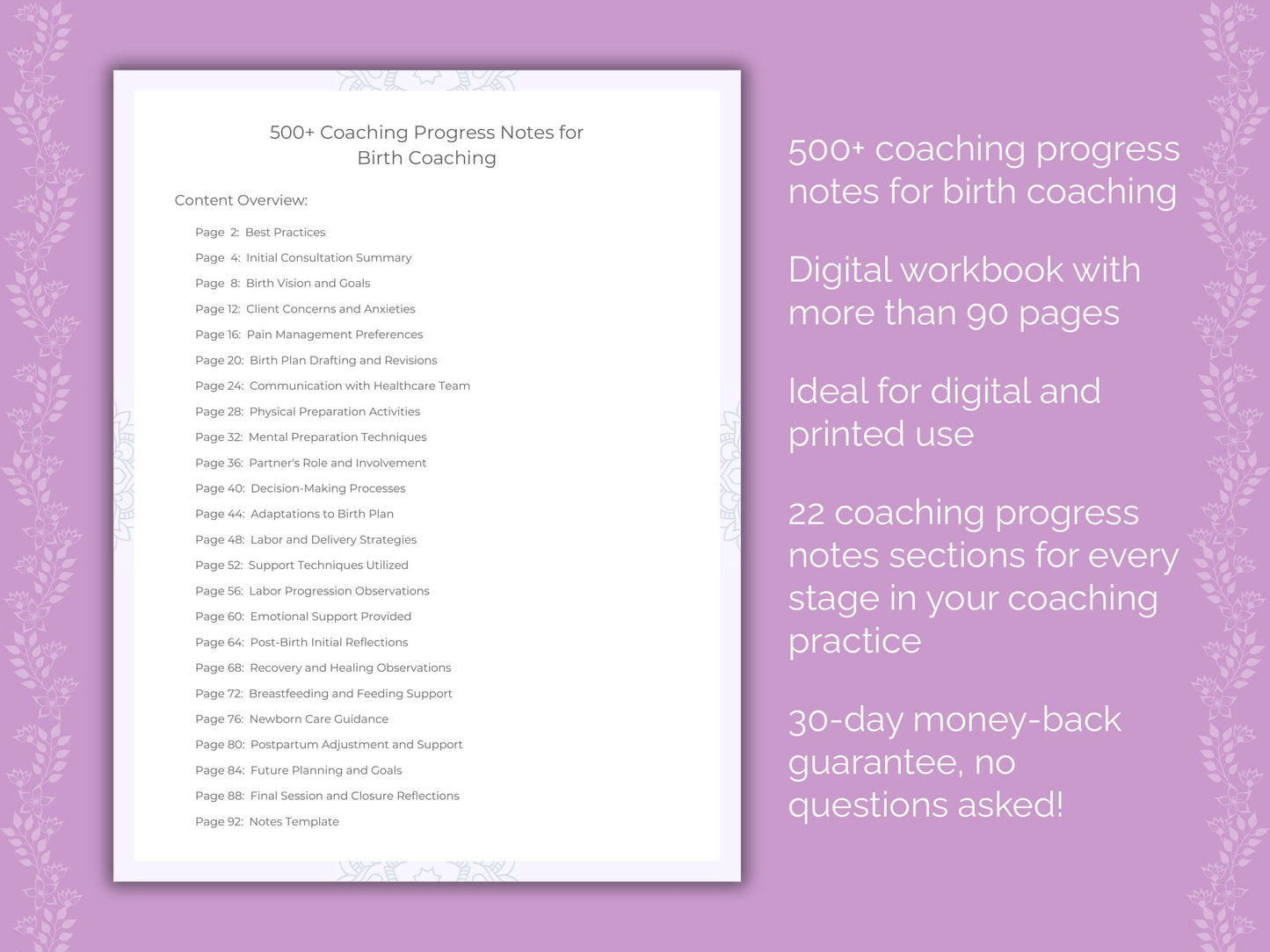 Birth Coaching Worksheets