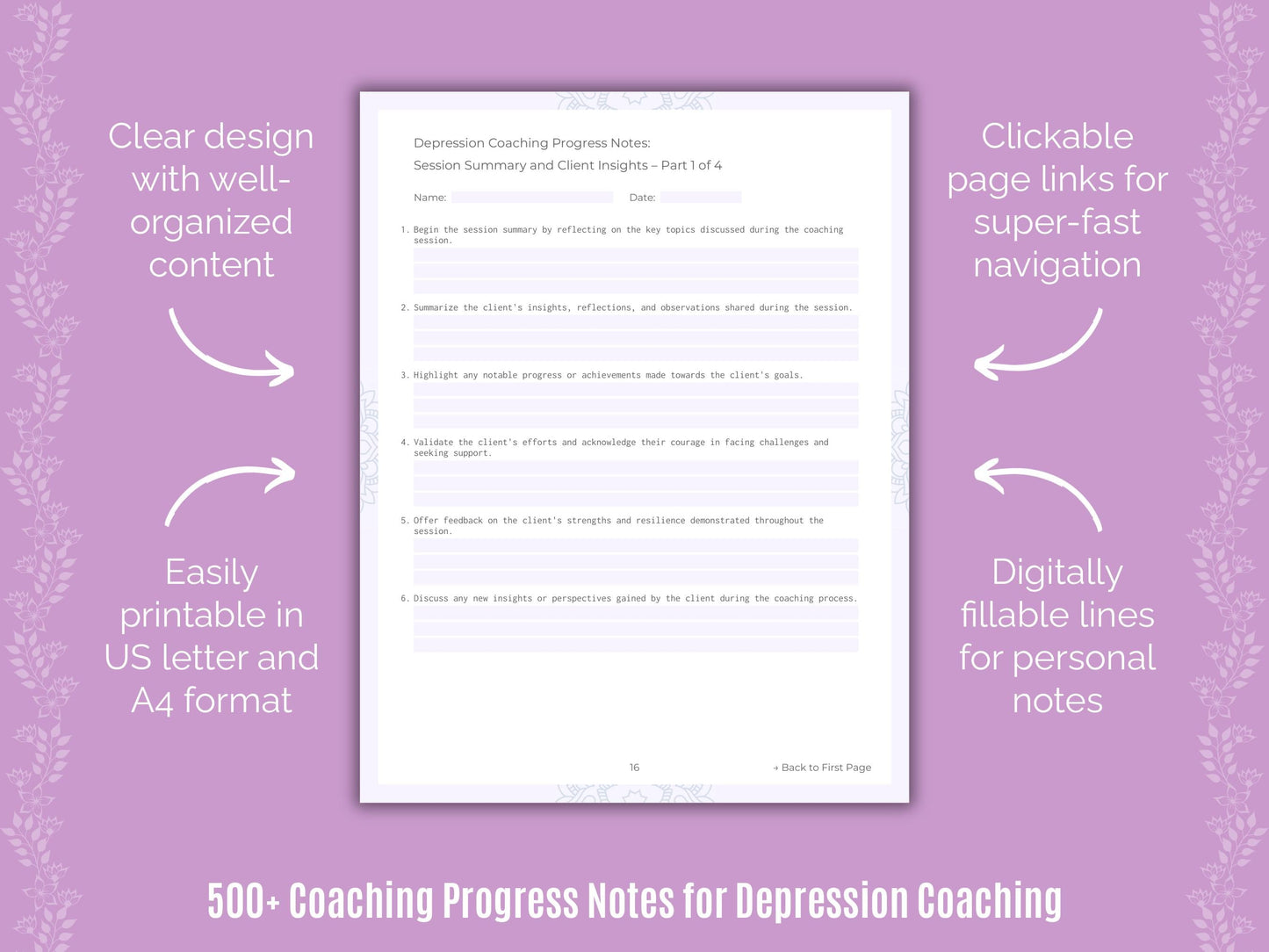 Depression Coaching Templates