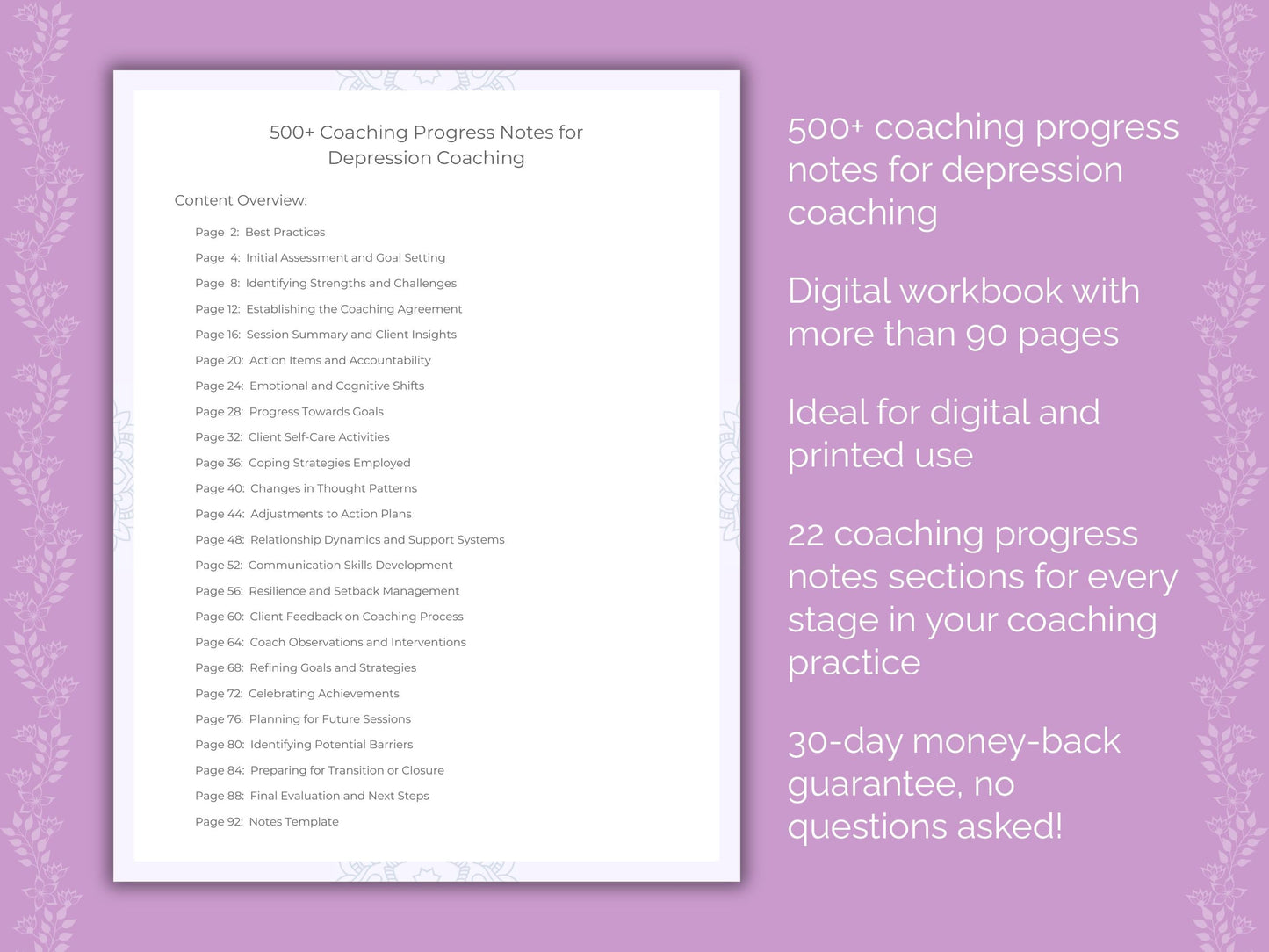 Depression Coaching Worksheets