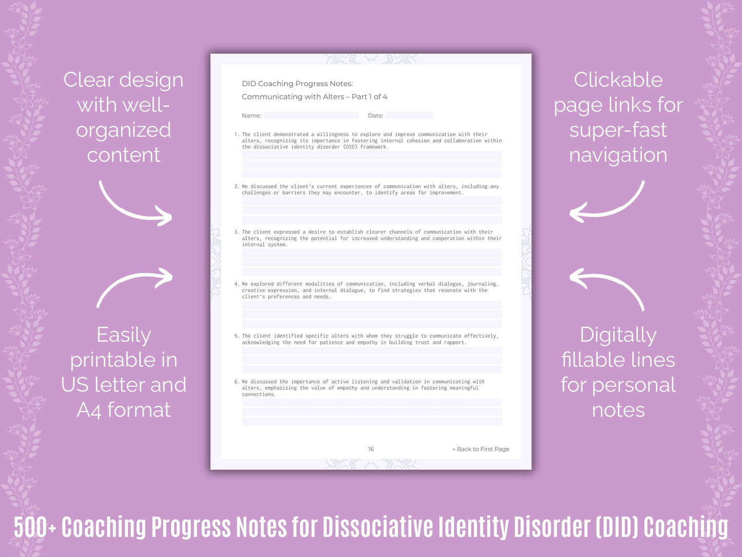 Dissociative Identity Disorder (DID) Coaching Templates