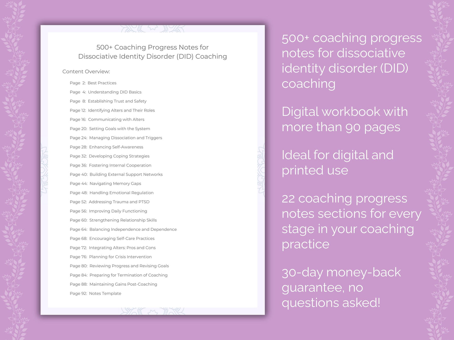 Dissociative Identity Disorder (DID) Coaching Worksheets