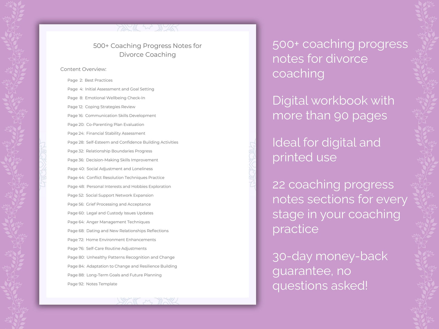 Divorce Coaching Worksheets