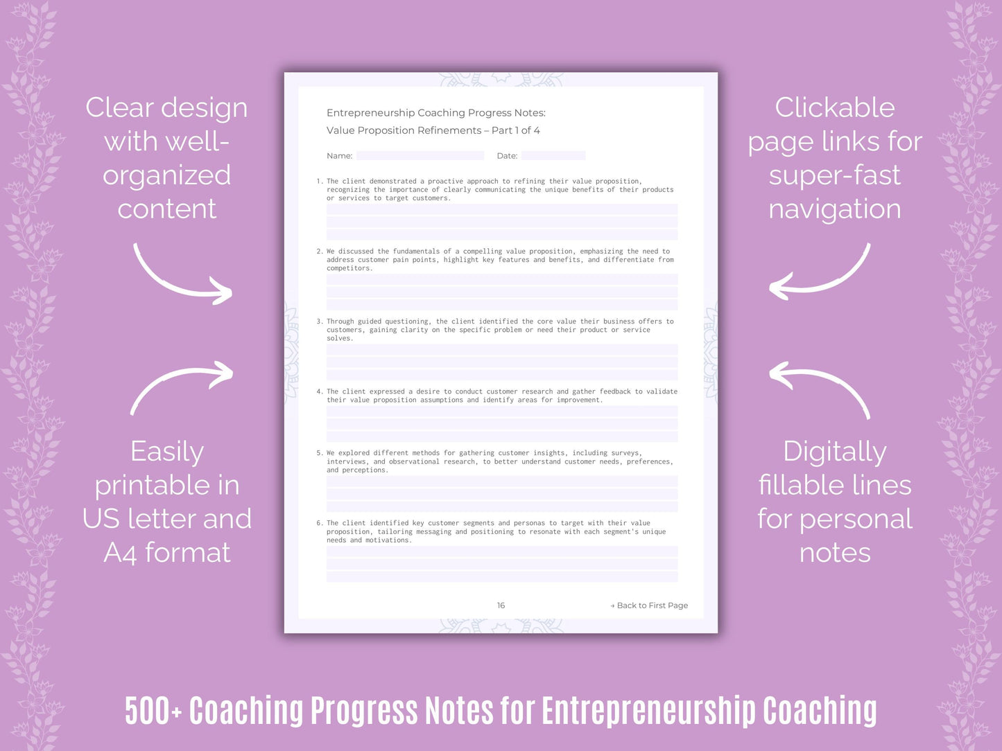 Entrepreneurship Coaching Templates