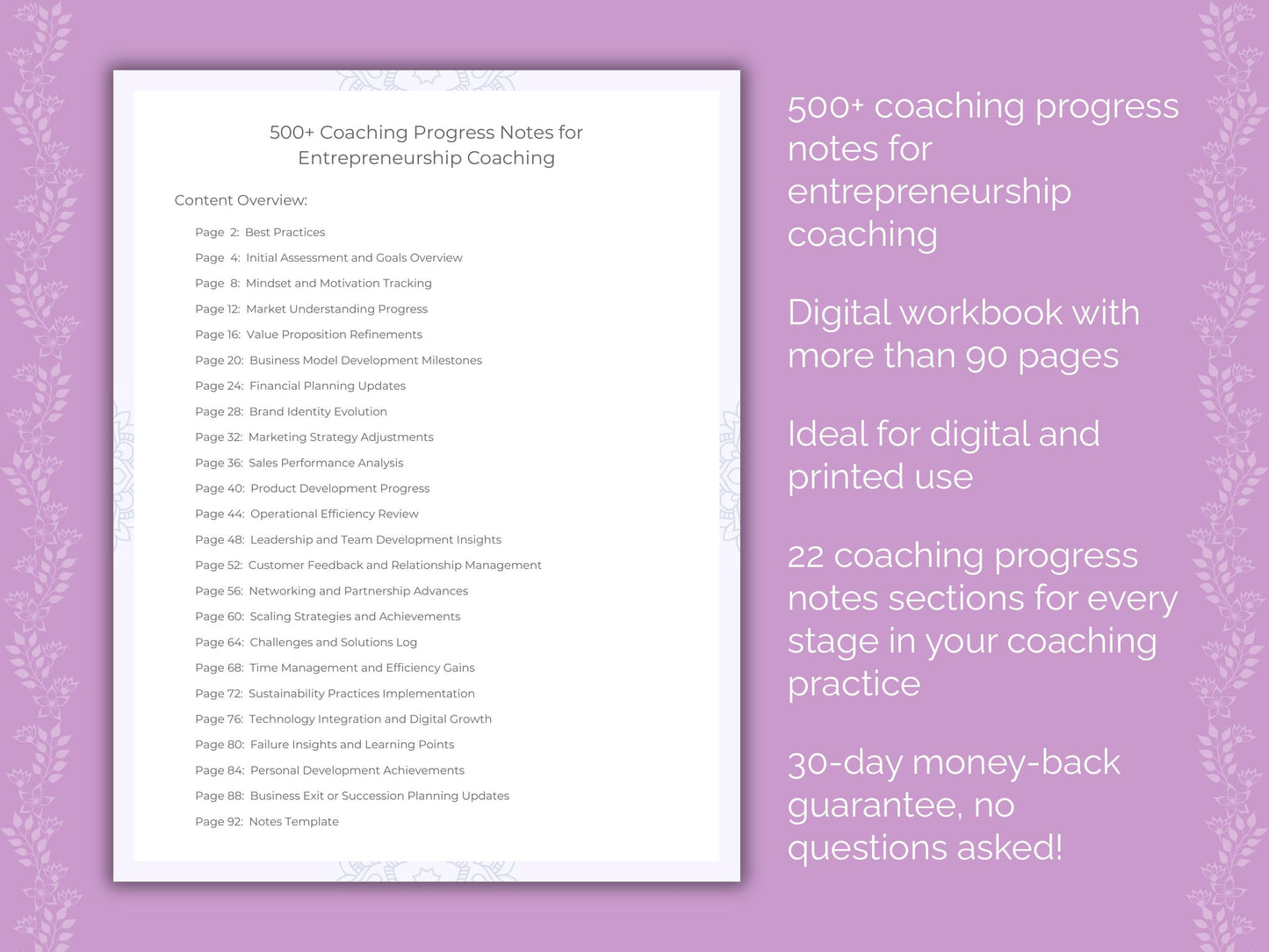 Entrepreneurship Coaching Worksheets