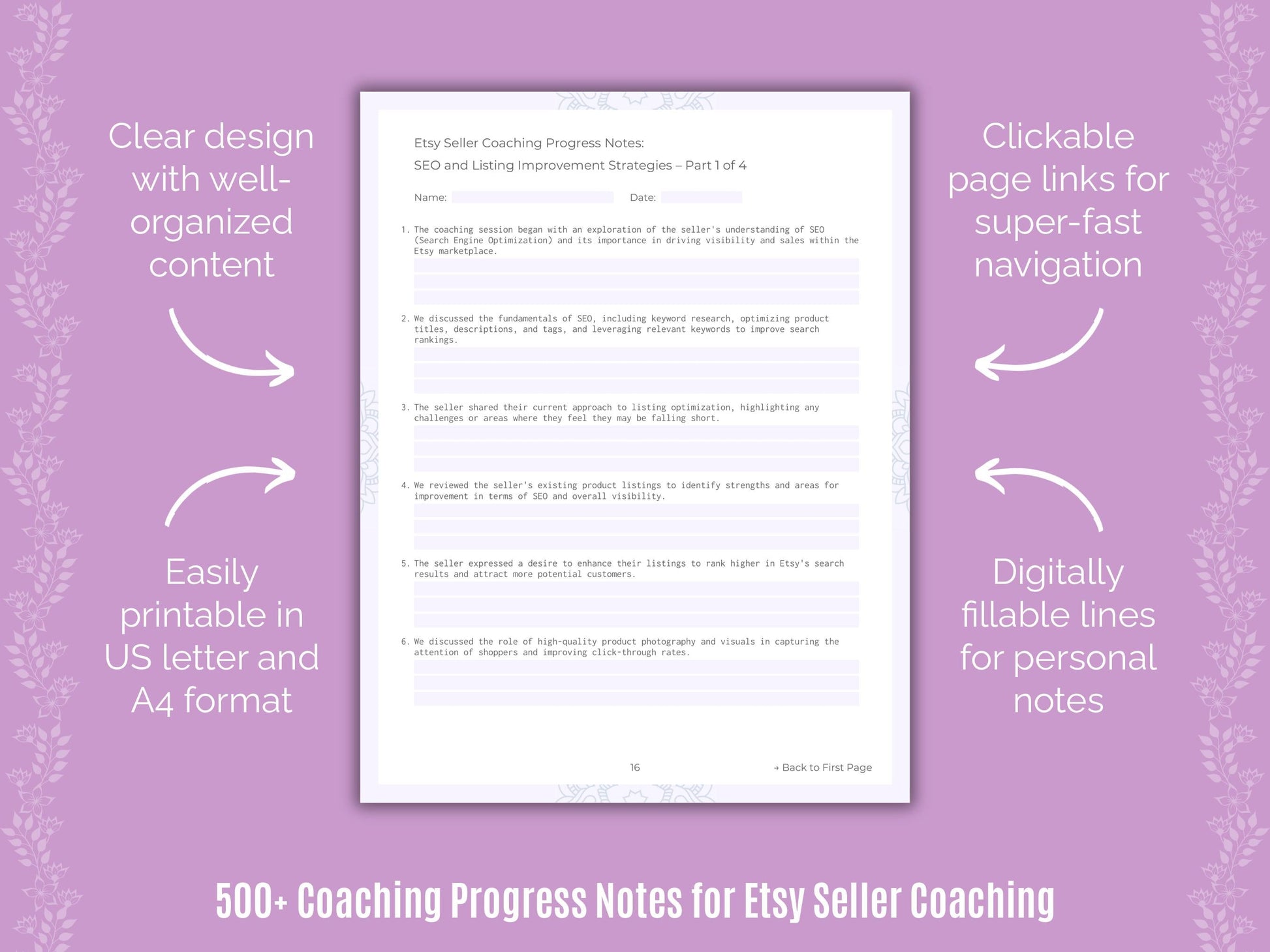 Etsy Seller Coaching Templates