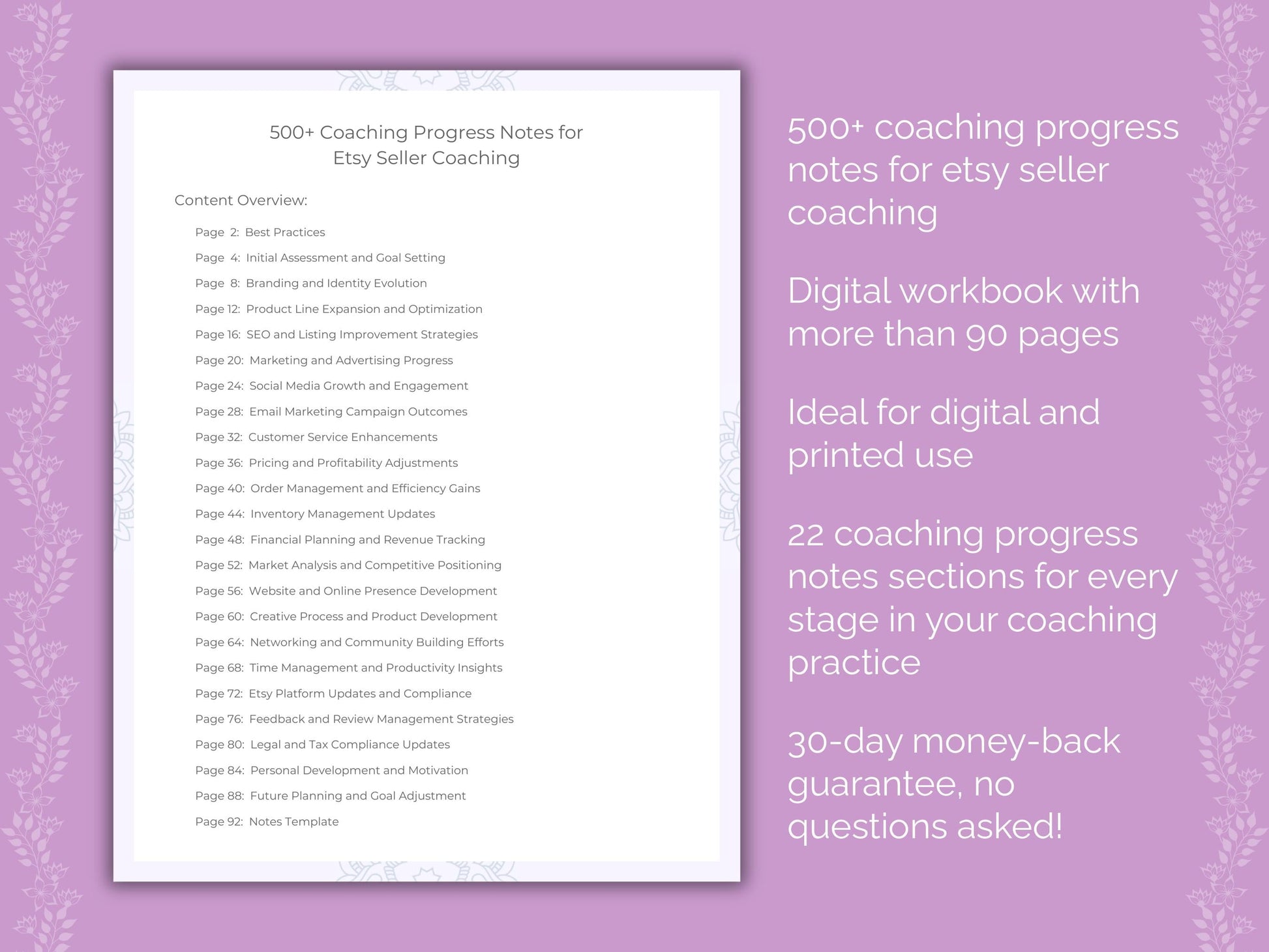 Etsy Seller Coaching Worksheets