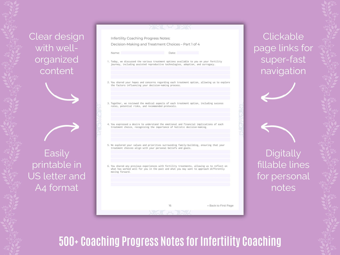 Infertility Coaching Templates