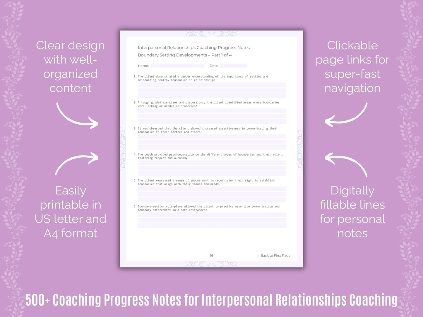 Interpersonal Relationships Coaching Templates