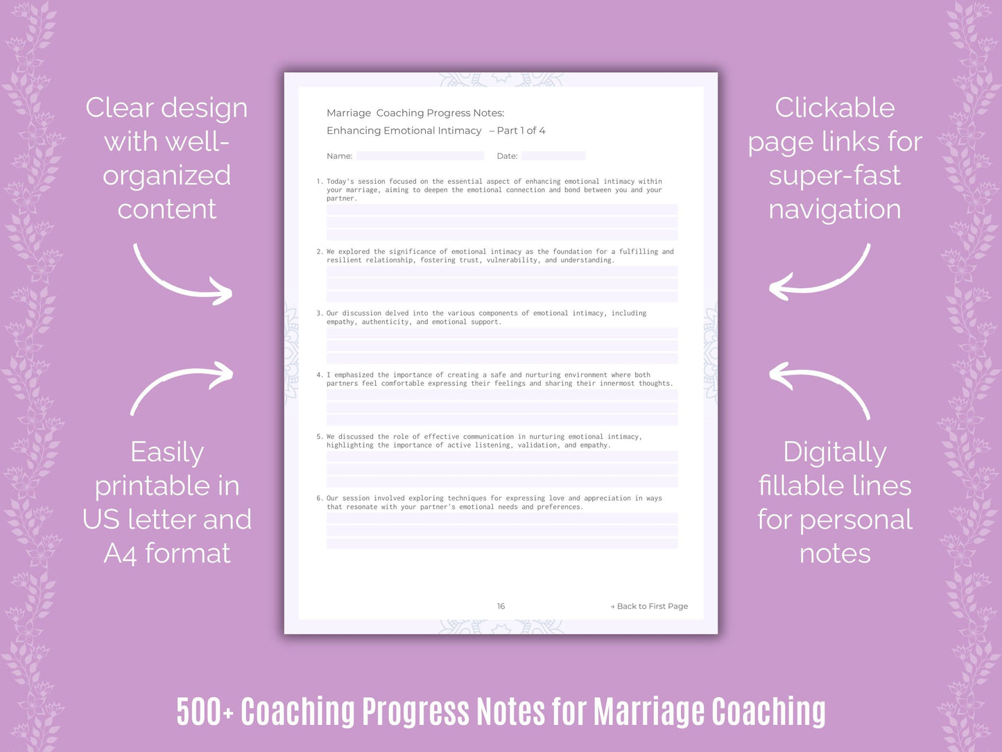 Marriage Coaching Templates