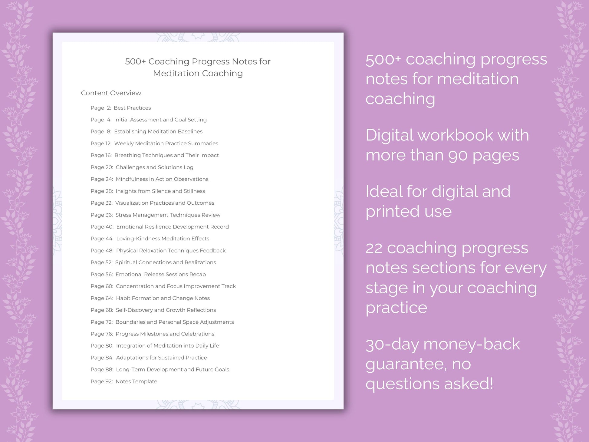 Meditation Coaching Worksheets