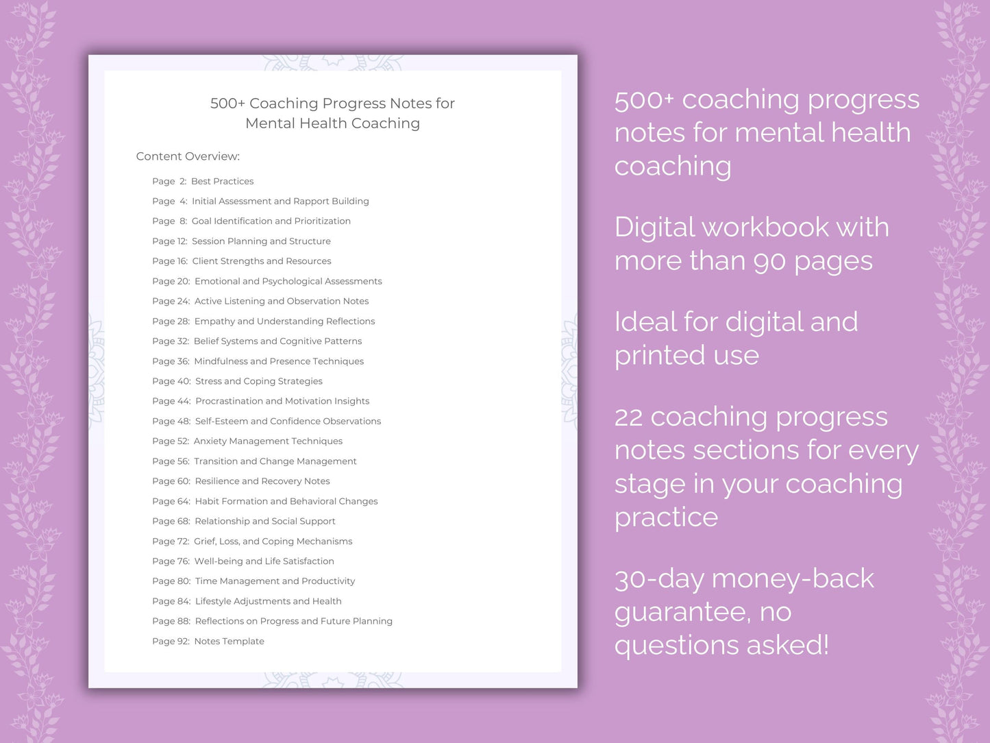 Mental Health Coaching Worksheets