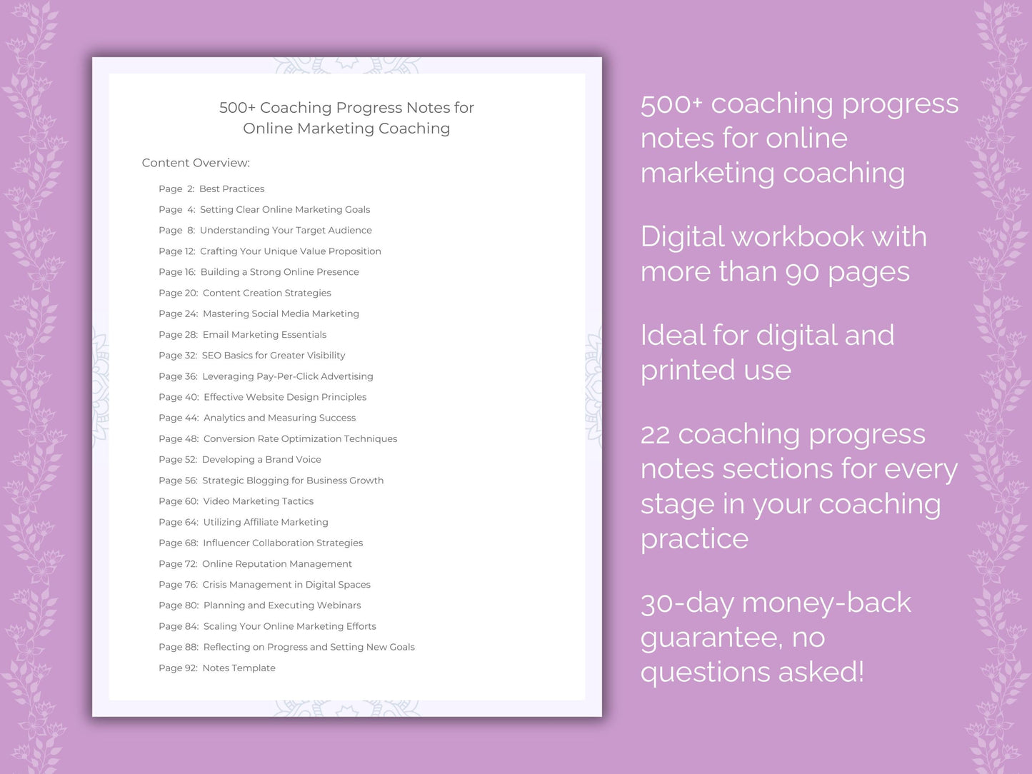 Online Marketing Coaching Worksheets