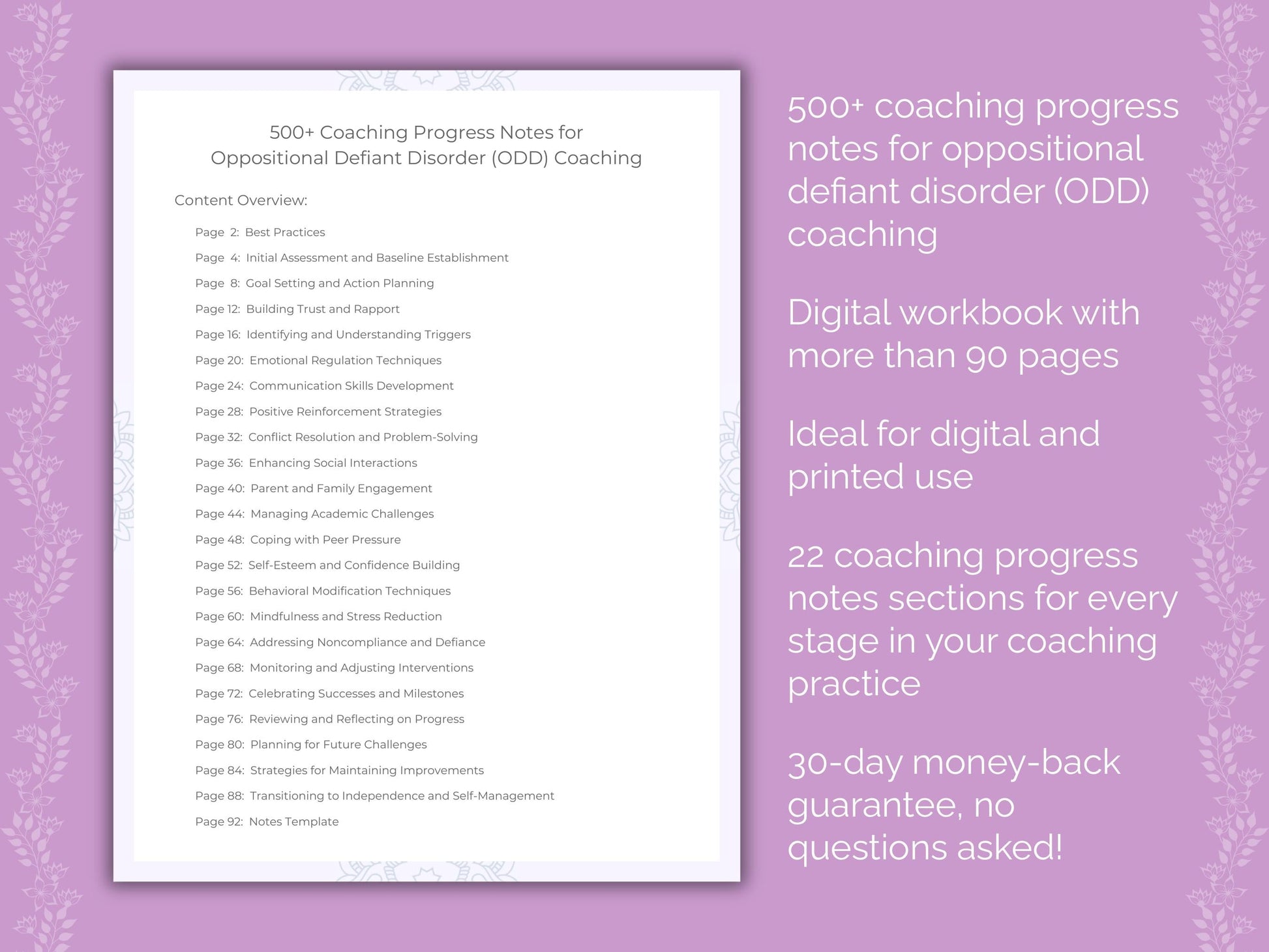 Oppositional Defiant Disorder (ODD) Coaching Worksheets