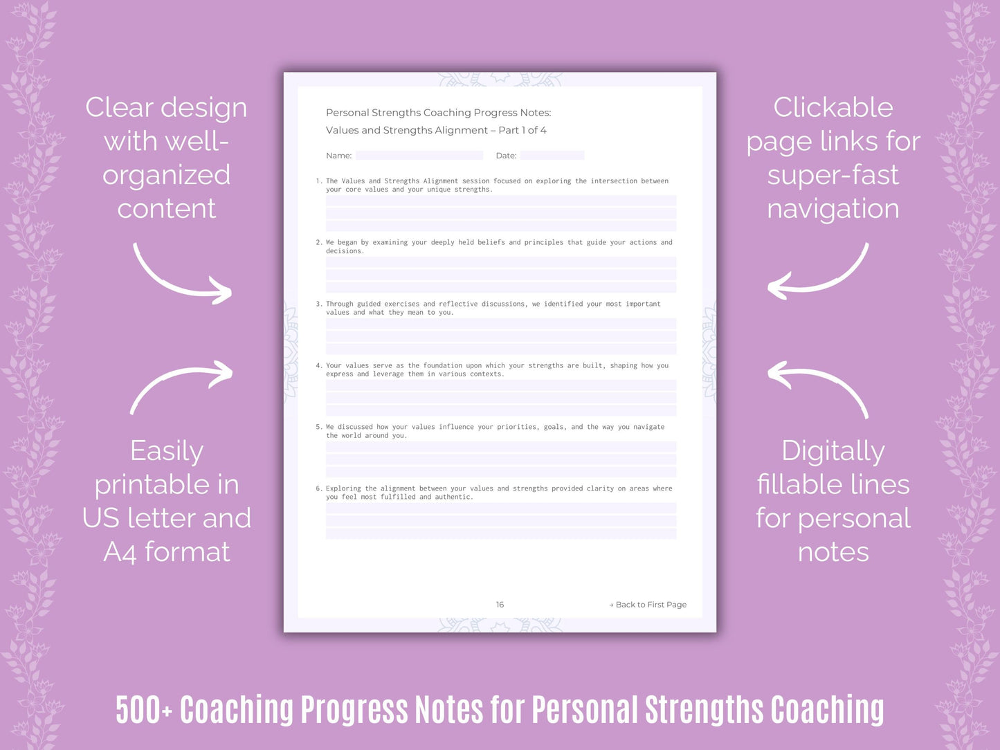 Personal Strengths Coaching Templates