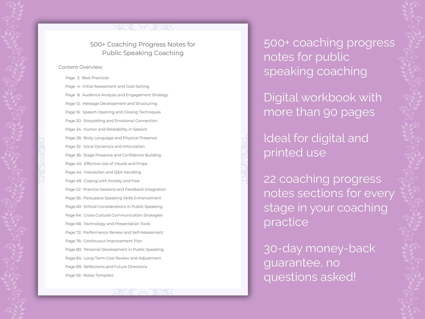 Public Speaking Coaching Worksheets