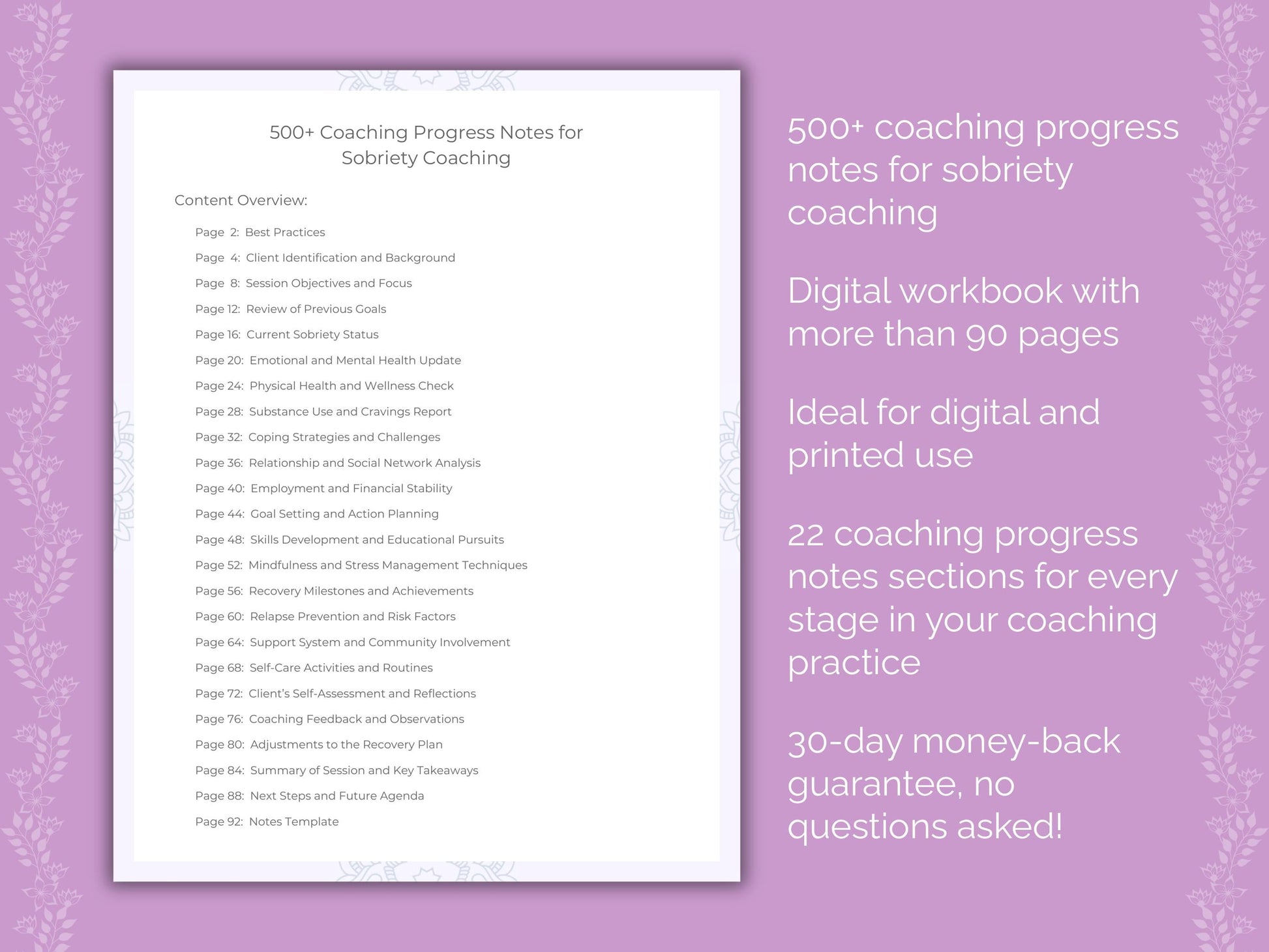 Sobriety Coaching Worksheets