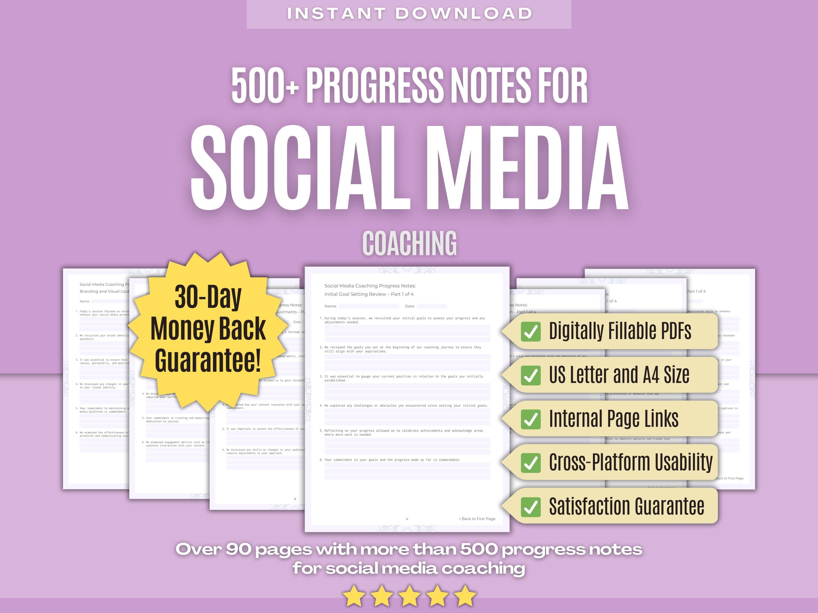 500+ Social Media Coaching Progress Notes Workbook | Karlstein Publishing