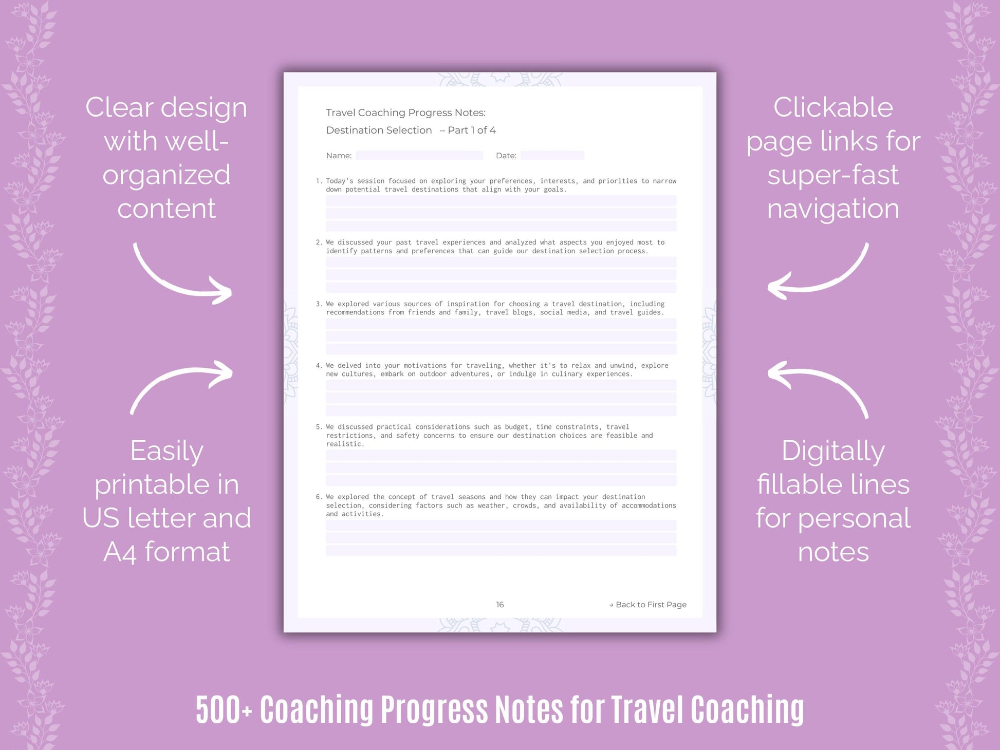 Travel Coaching Templates