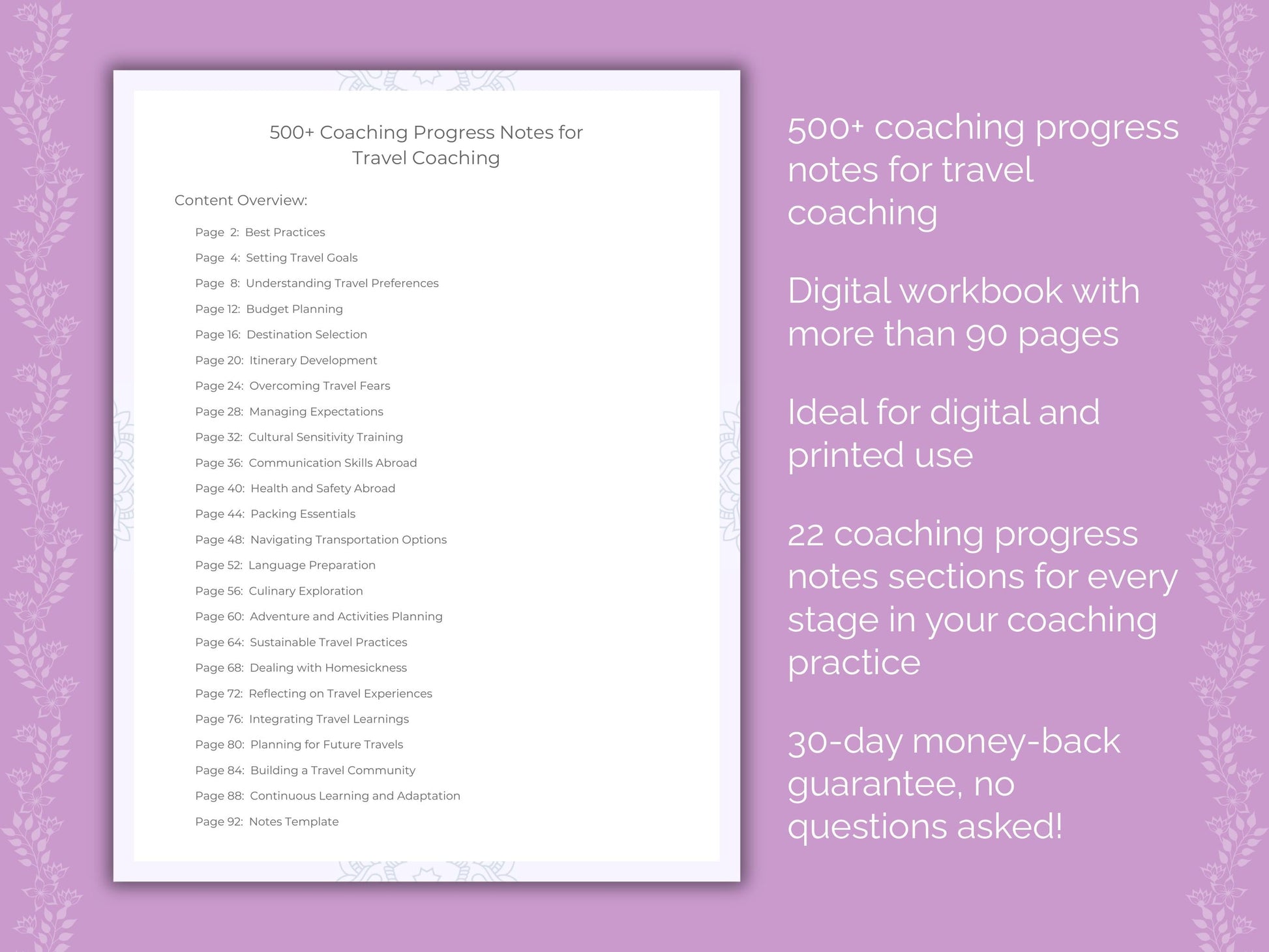 Travel Coaching Worksheets