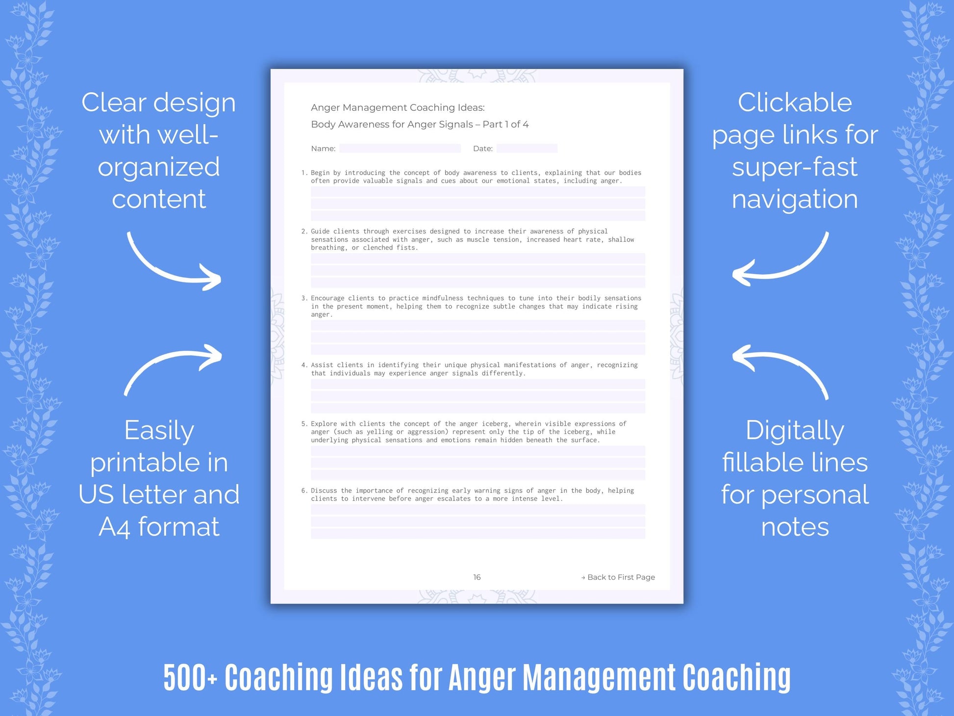 Anger Management Coaching Templates