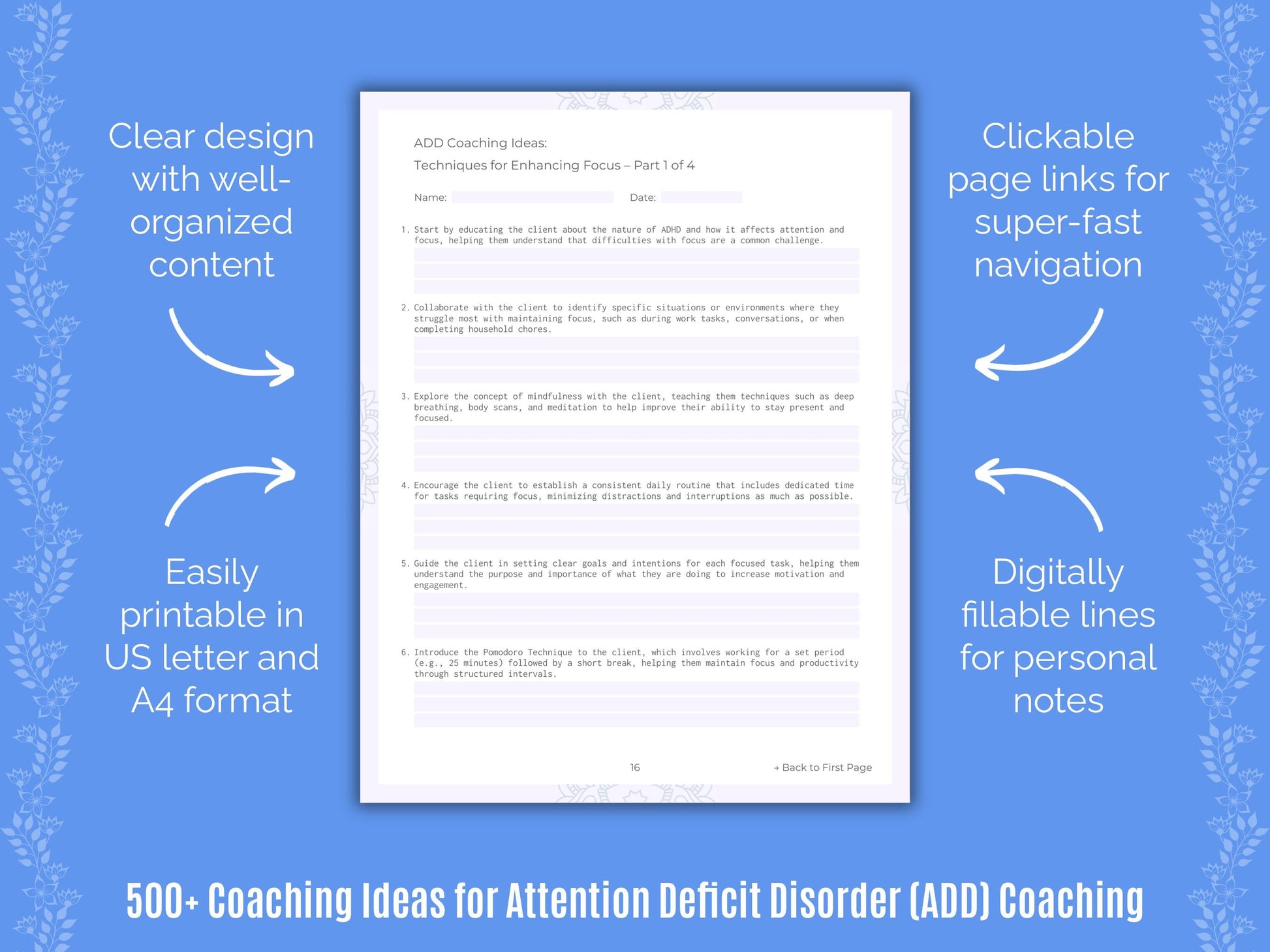 Attention Deficit Disorder (ADD) Coaching Templates