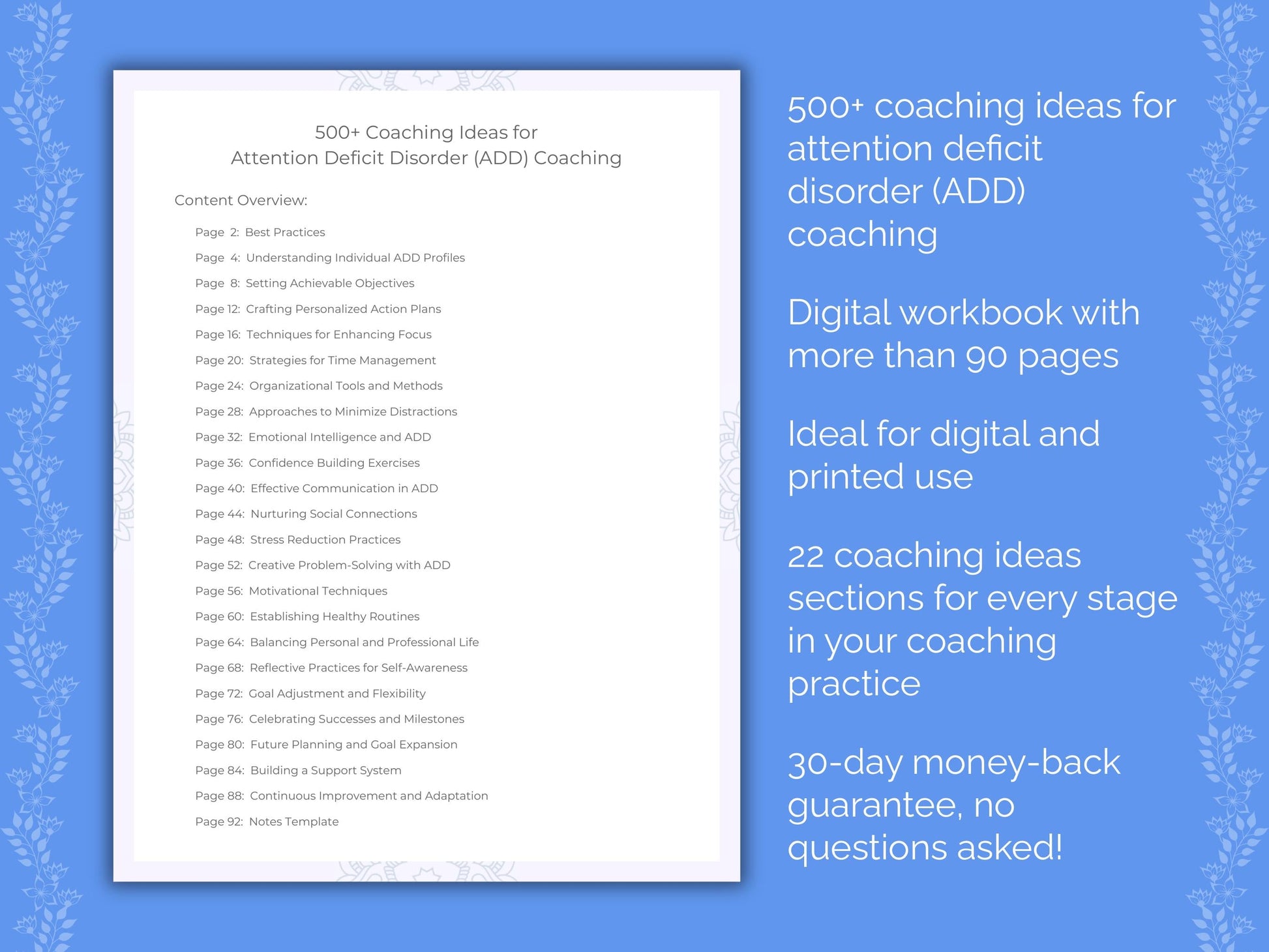 Attention Deficit Disorder (ADD) Coaching Worksheets