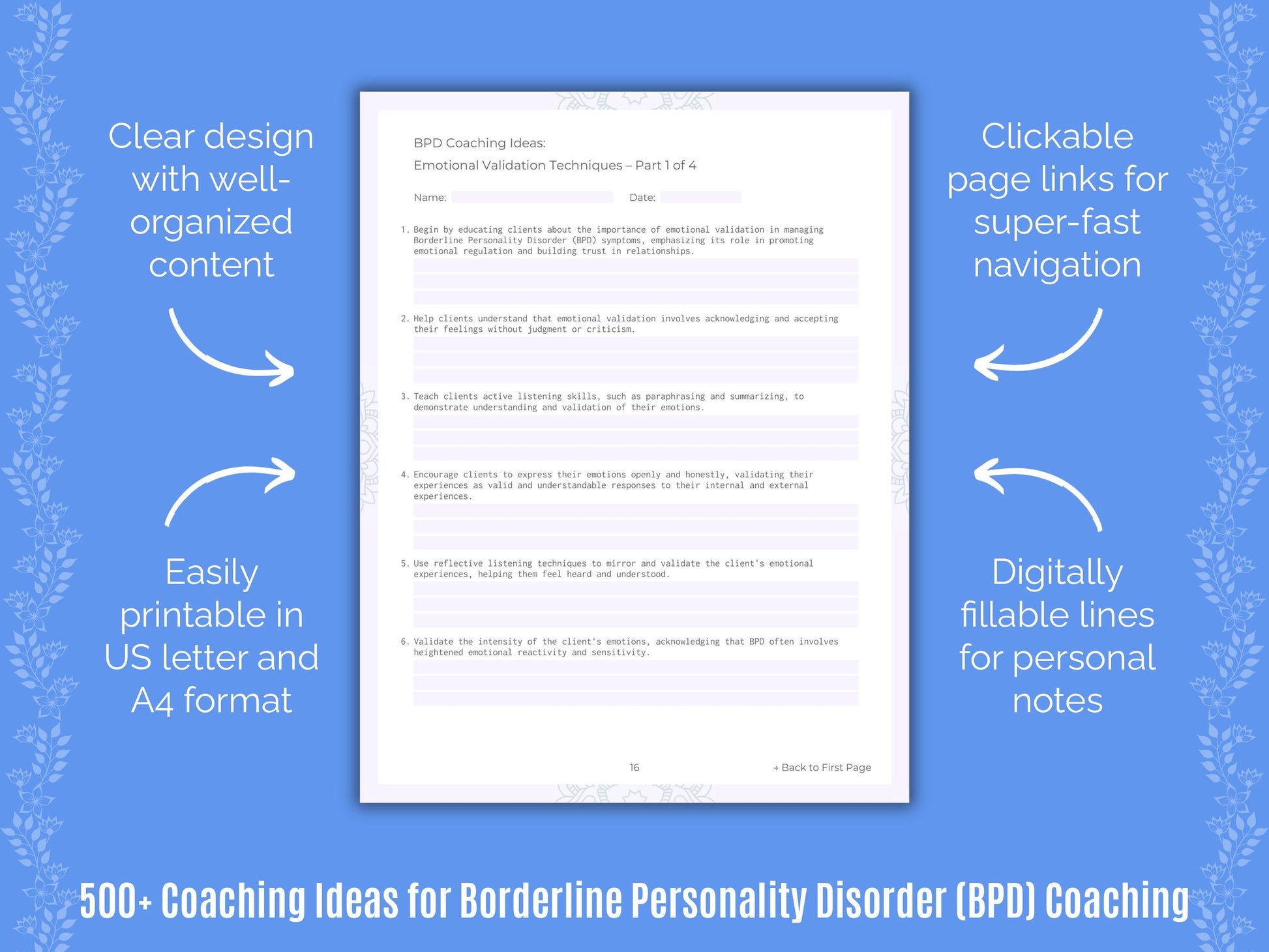 Borderline Personality Disorder (BPD) Coaching Templates