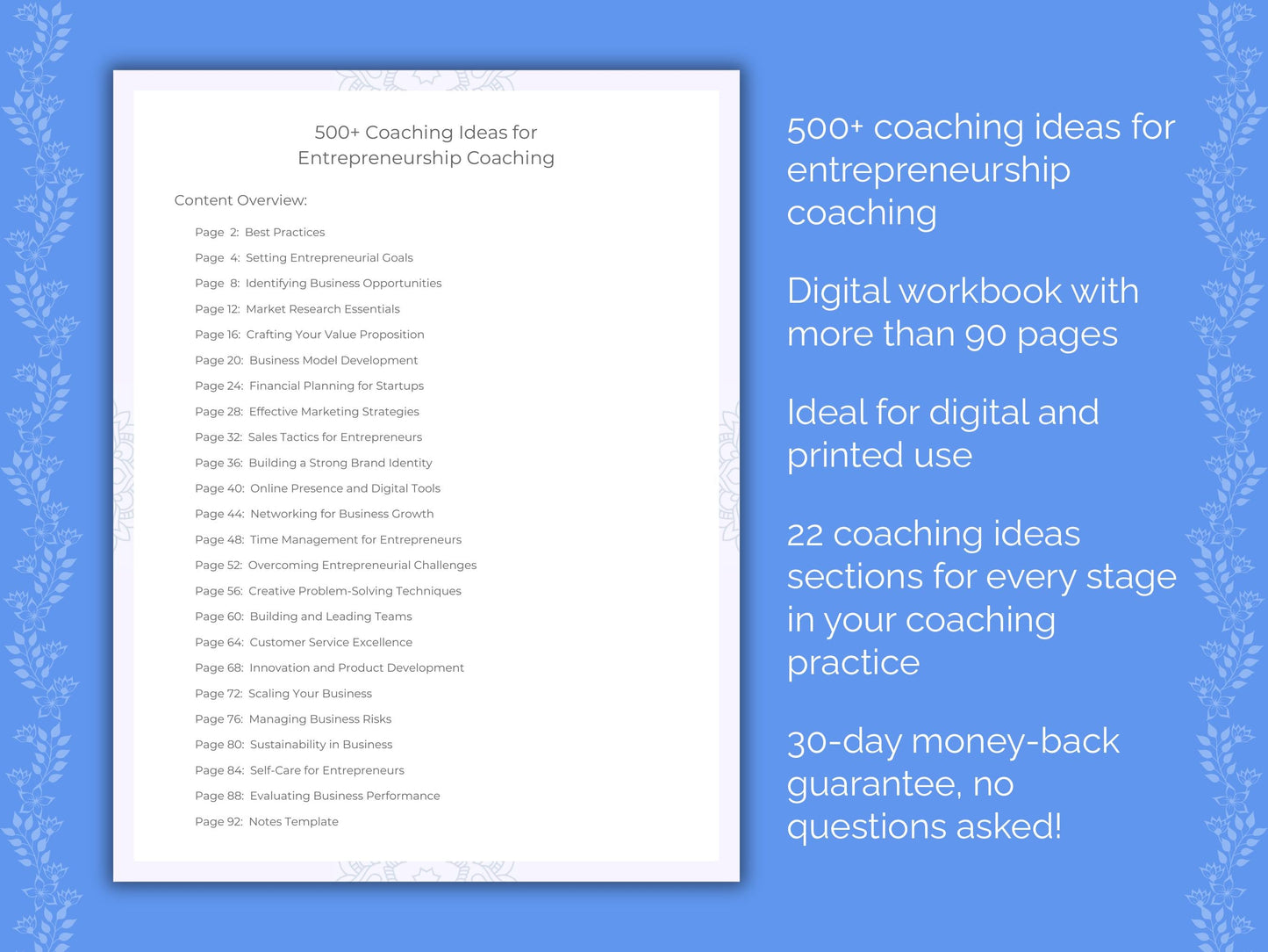 Entrepreneurship Coaching Worksheets