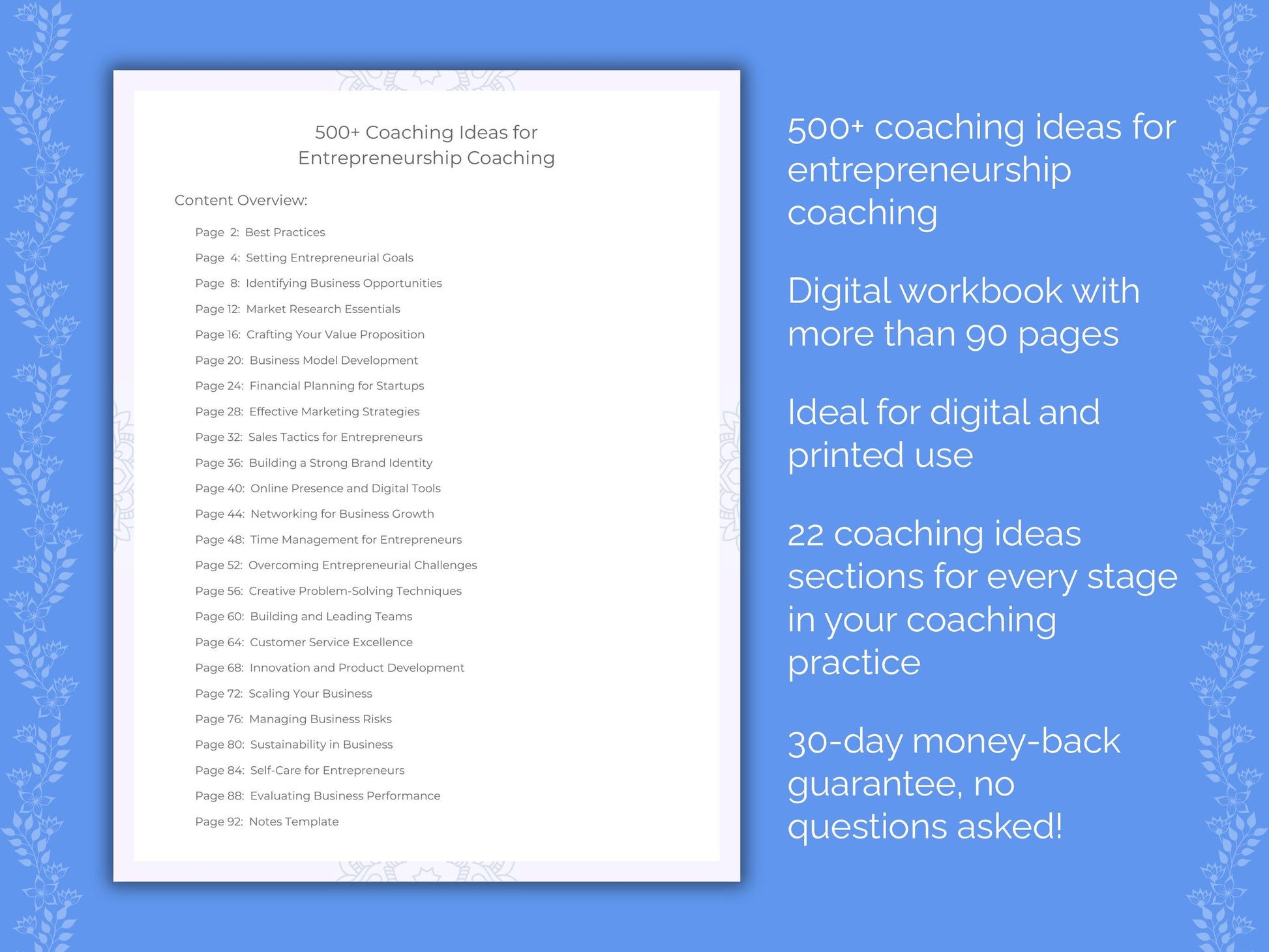 Entrepreneurship Coaching Worksheets