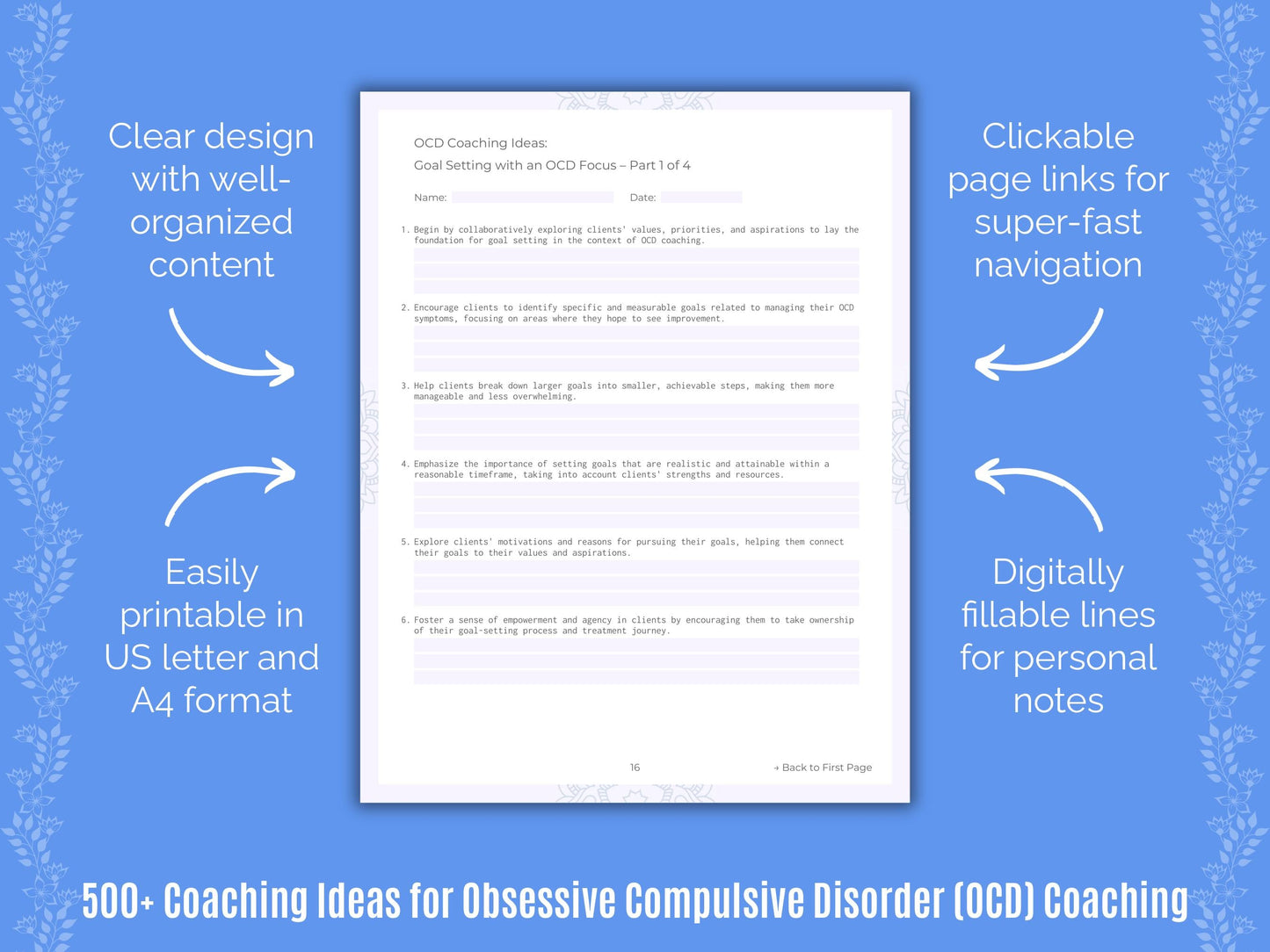 Obsessive Compulsive Disorder (OCD) Coaching Templates