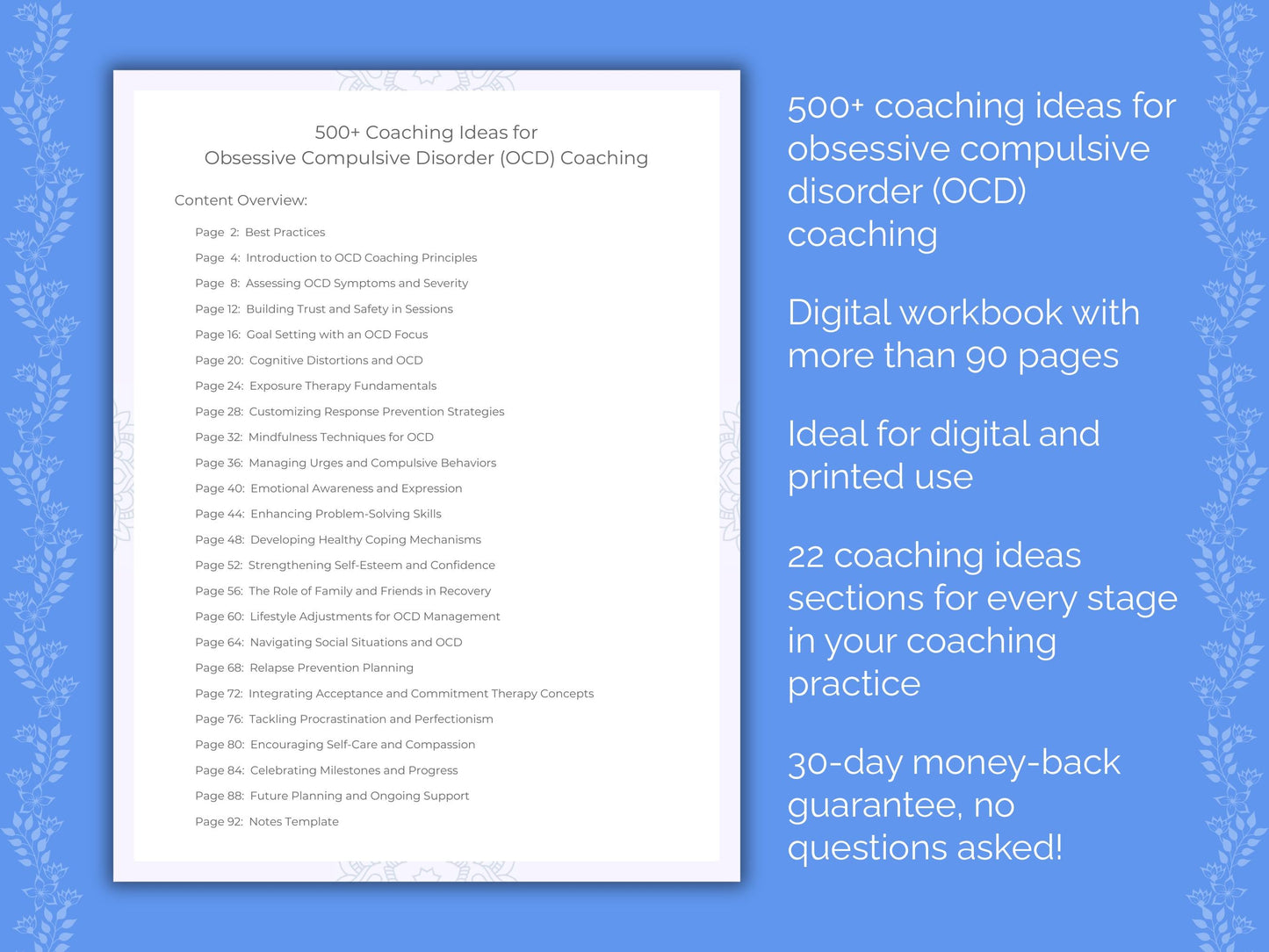 Obsessive Compulsive Disorder (OCD) Coaching Worksheets