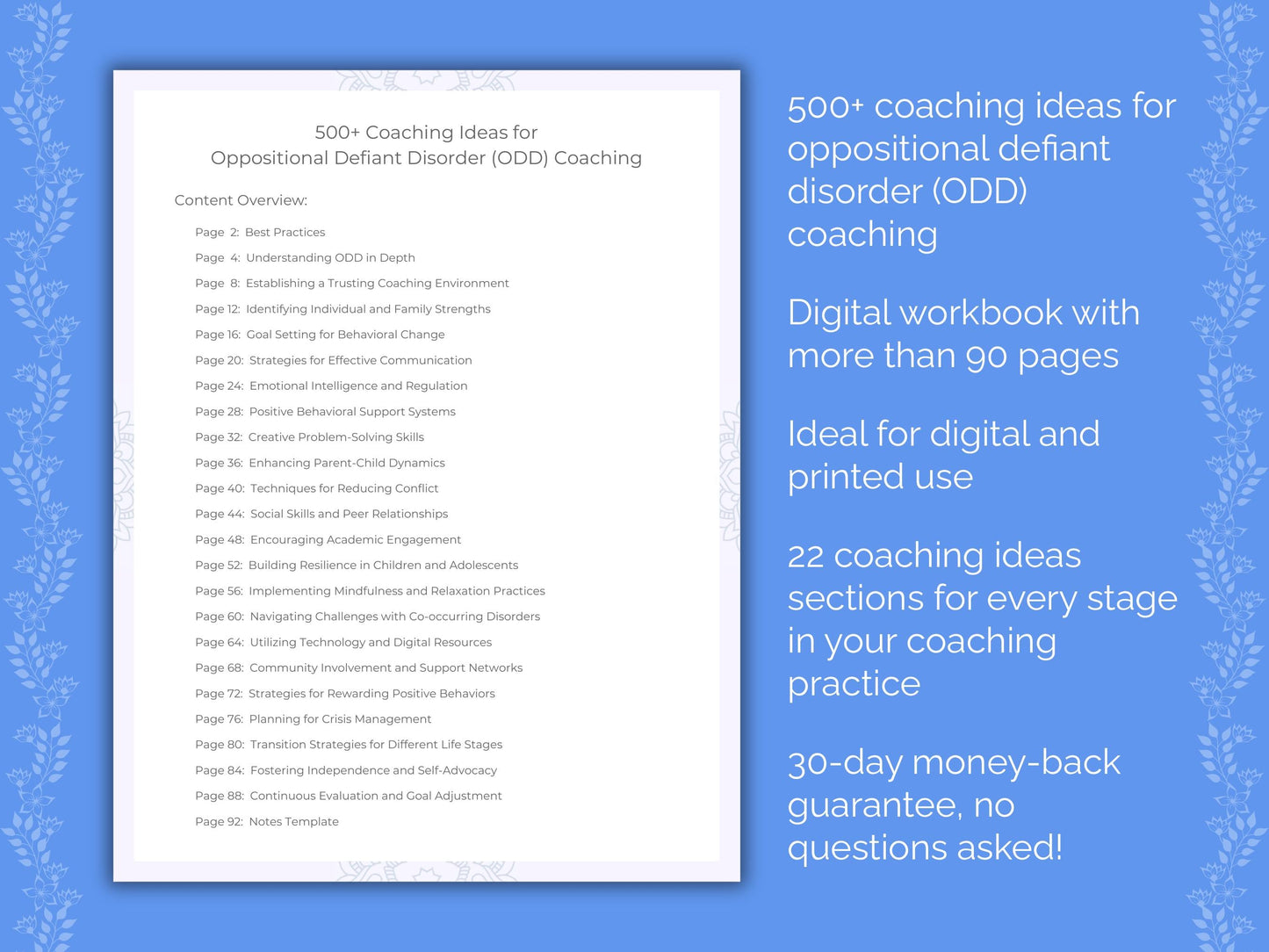 Oppositional Defiant Disorder (ODD) Coaching Worksheets